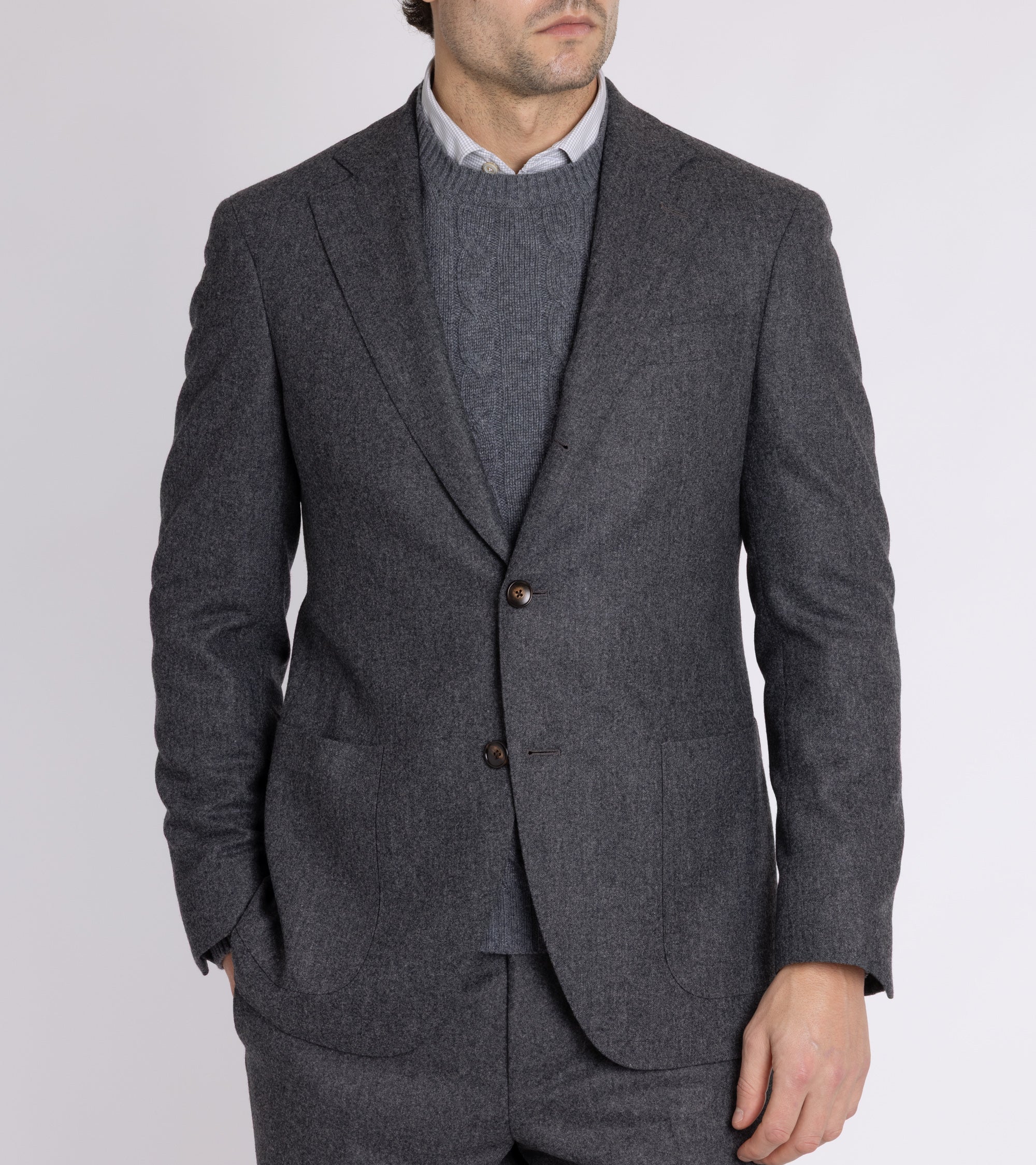 Trunk Walbrook Wool Flannel Suit Jacket: Grey