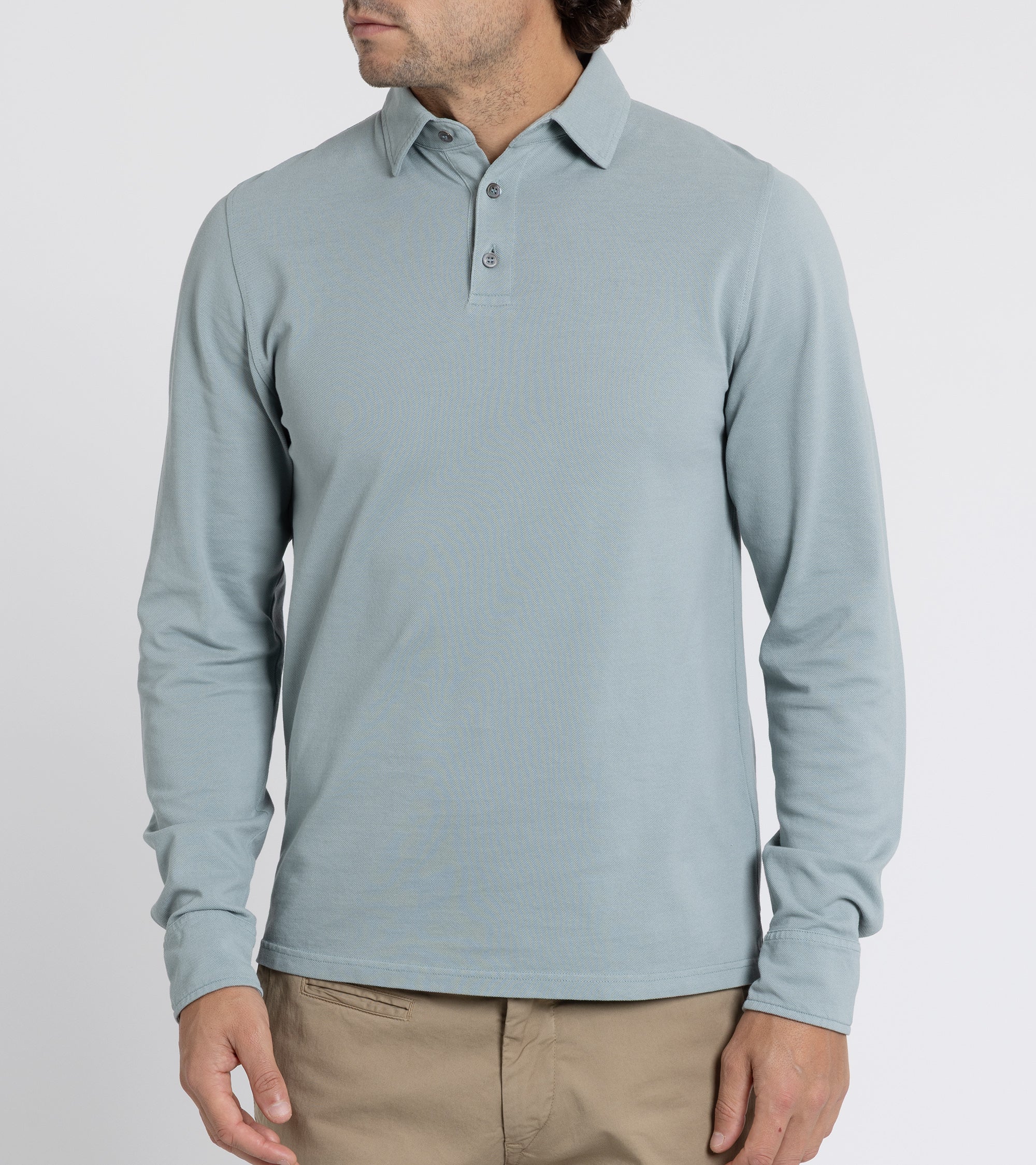 Trunk Moxon Long Sleeve Polo Shirt: Slate Blue