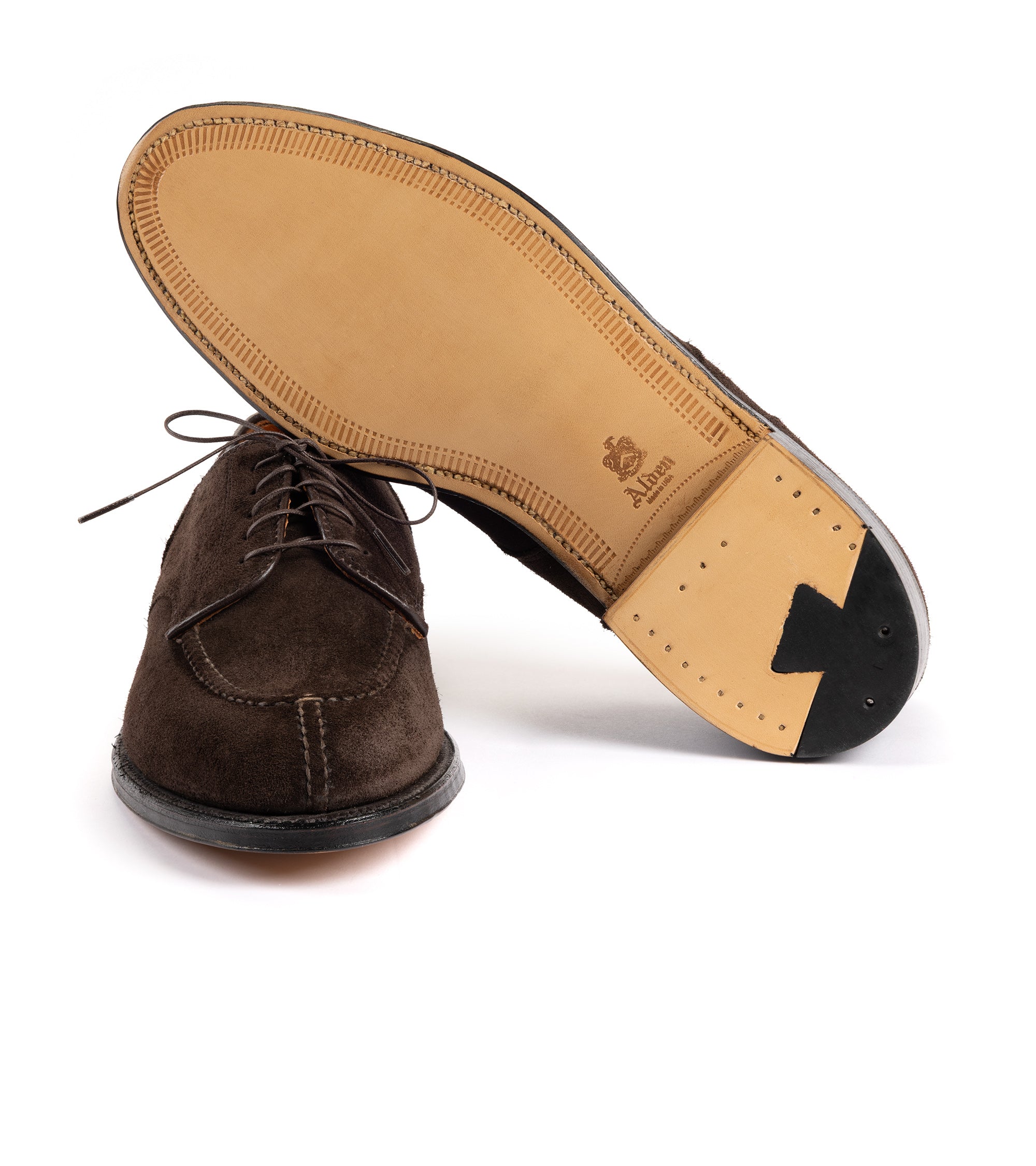 Alden for Trunk Suede Norwegian Split Toe Blucher Shoe: Chocolate 22462