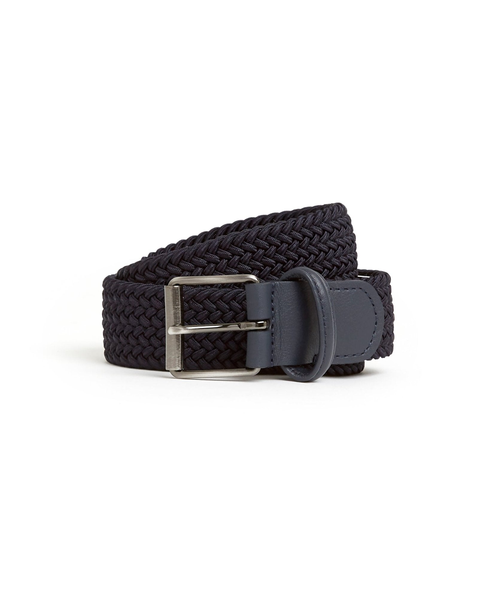 Anderson's Narrow Plaited Belt: Navy - Trunk Clothiers