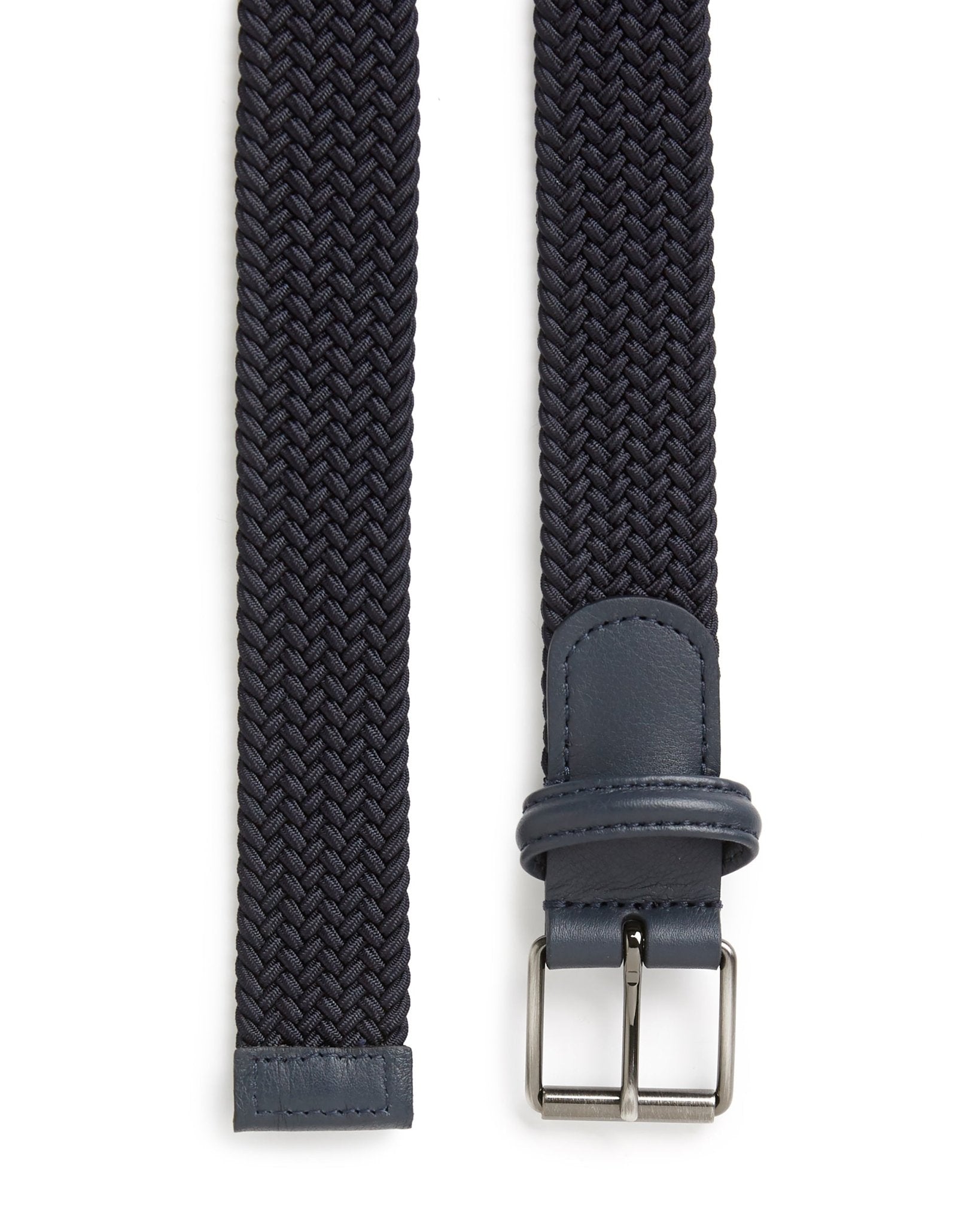Anderson's Narrow Plaited Belt: Navy - Trunk Clothiers