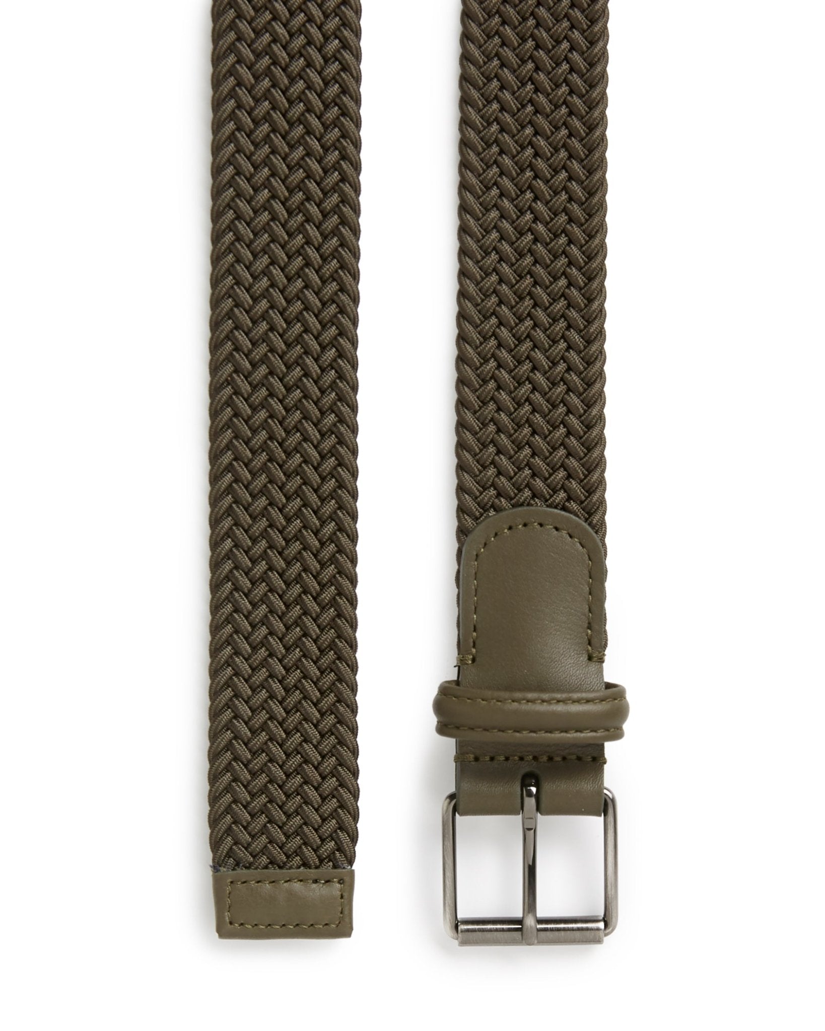 Anderson's Narrow Plaited Belt: Olive - Trunk Clothiers