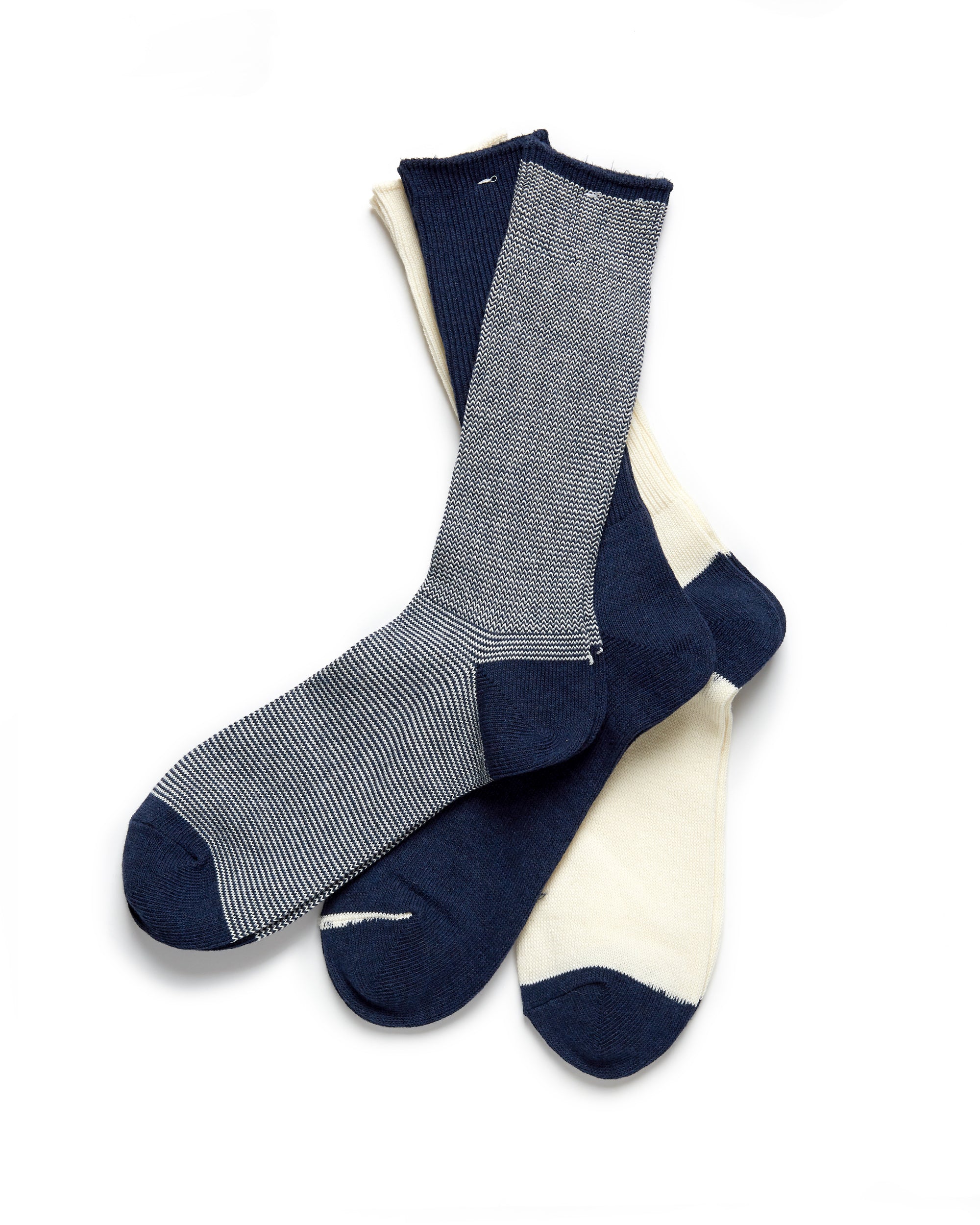 Anonymous Ism 3-Pack American Rib Crew Socks: Navy/White