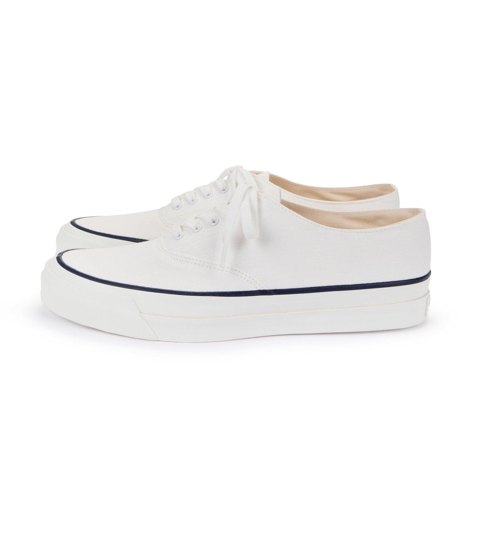 Asahi M014 Canvas Deck Shoes: White - Trunk Clothiers