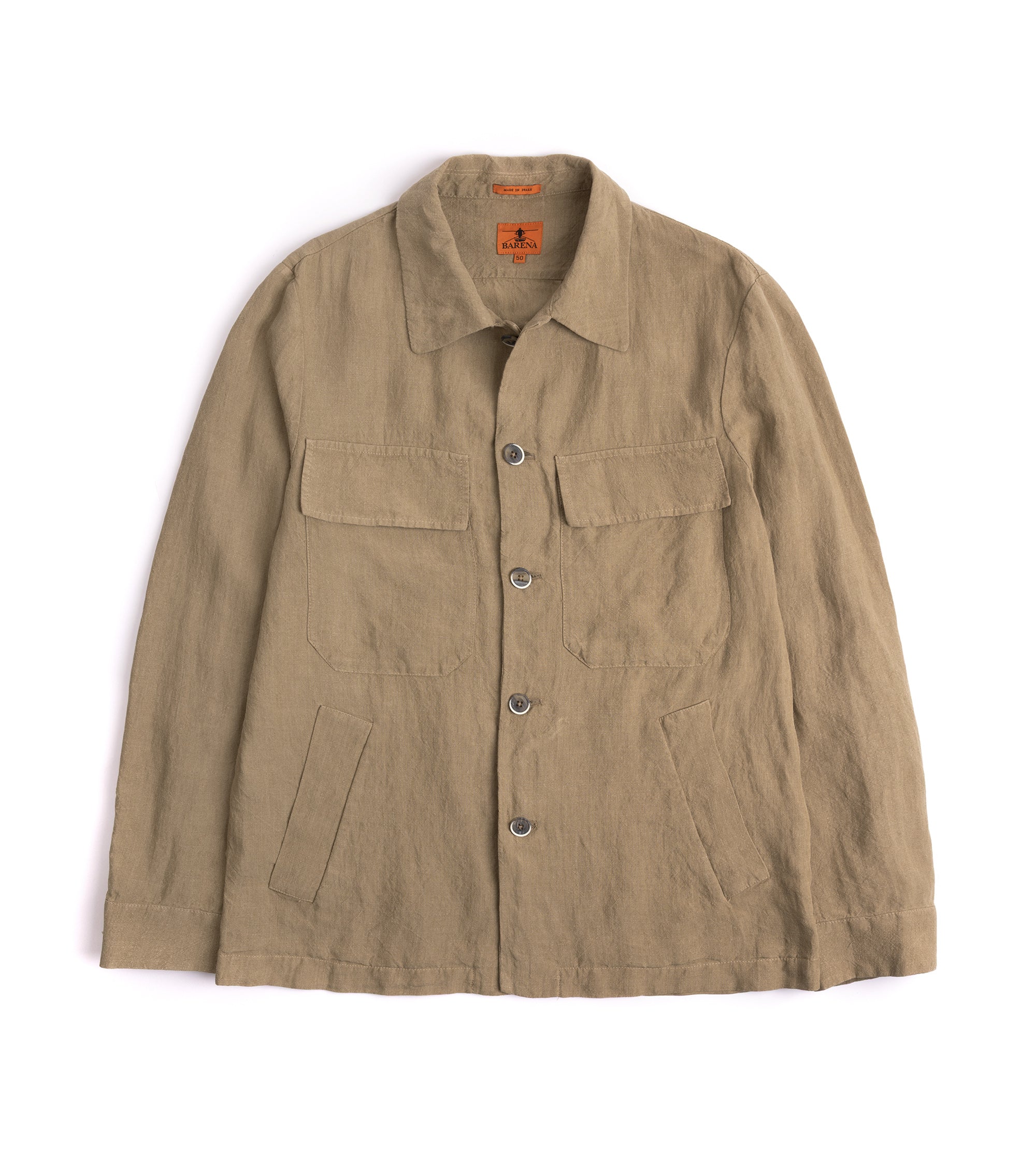 Barena Ravel Marte Linen Shirt Jacket: Khaki