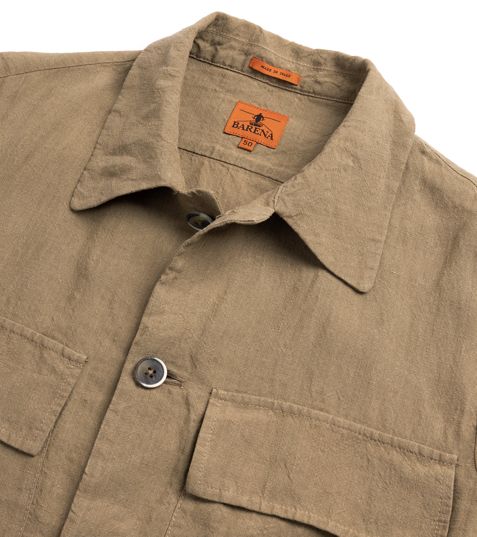 Barena Ravel Marte Linen Shirt Jacket: Khaki