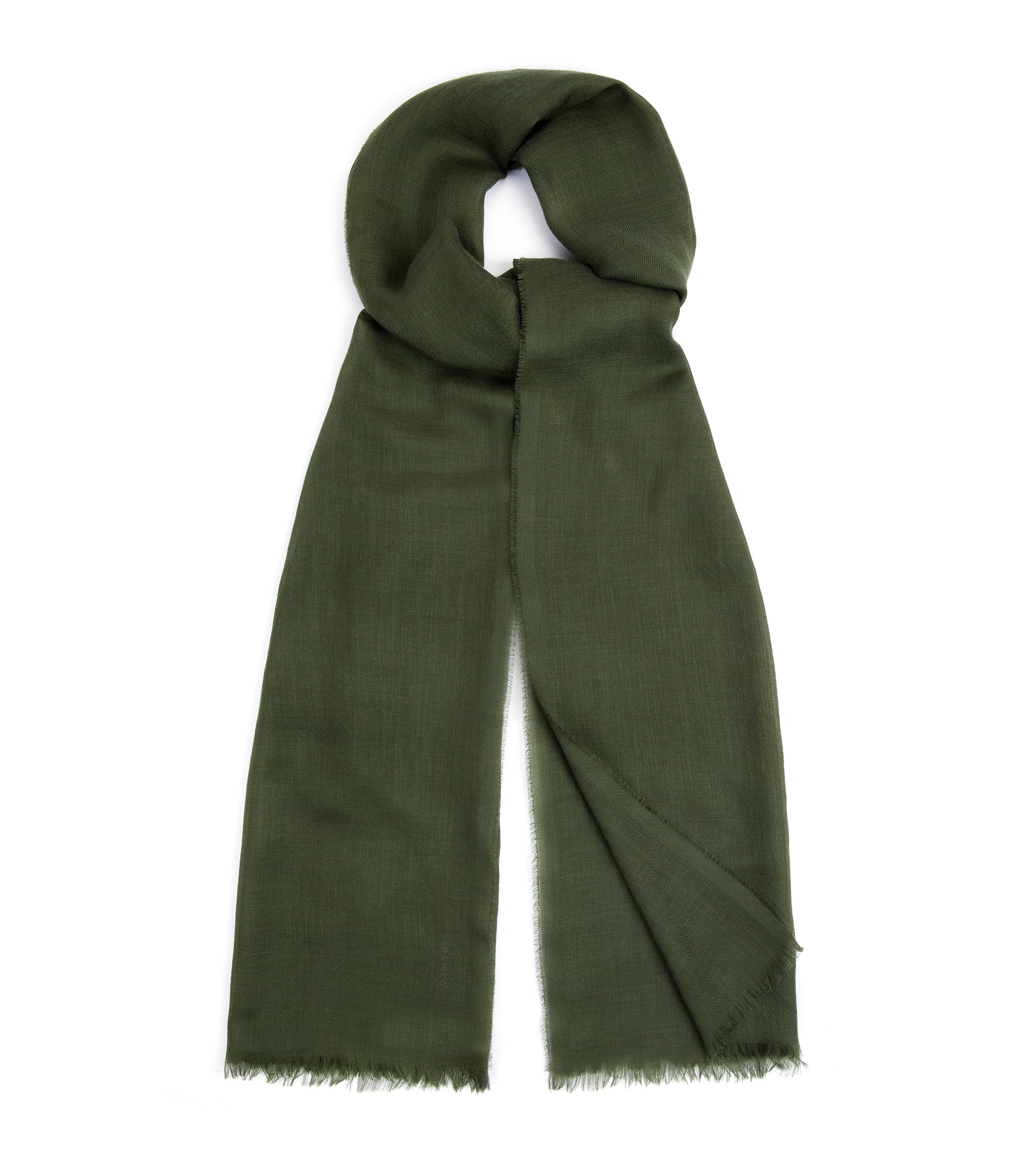 Begg x Co Wispy Solid Cashmere Scarf: Army Green