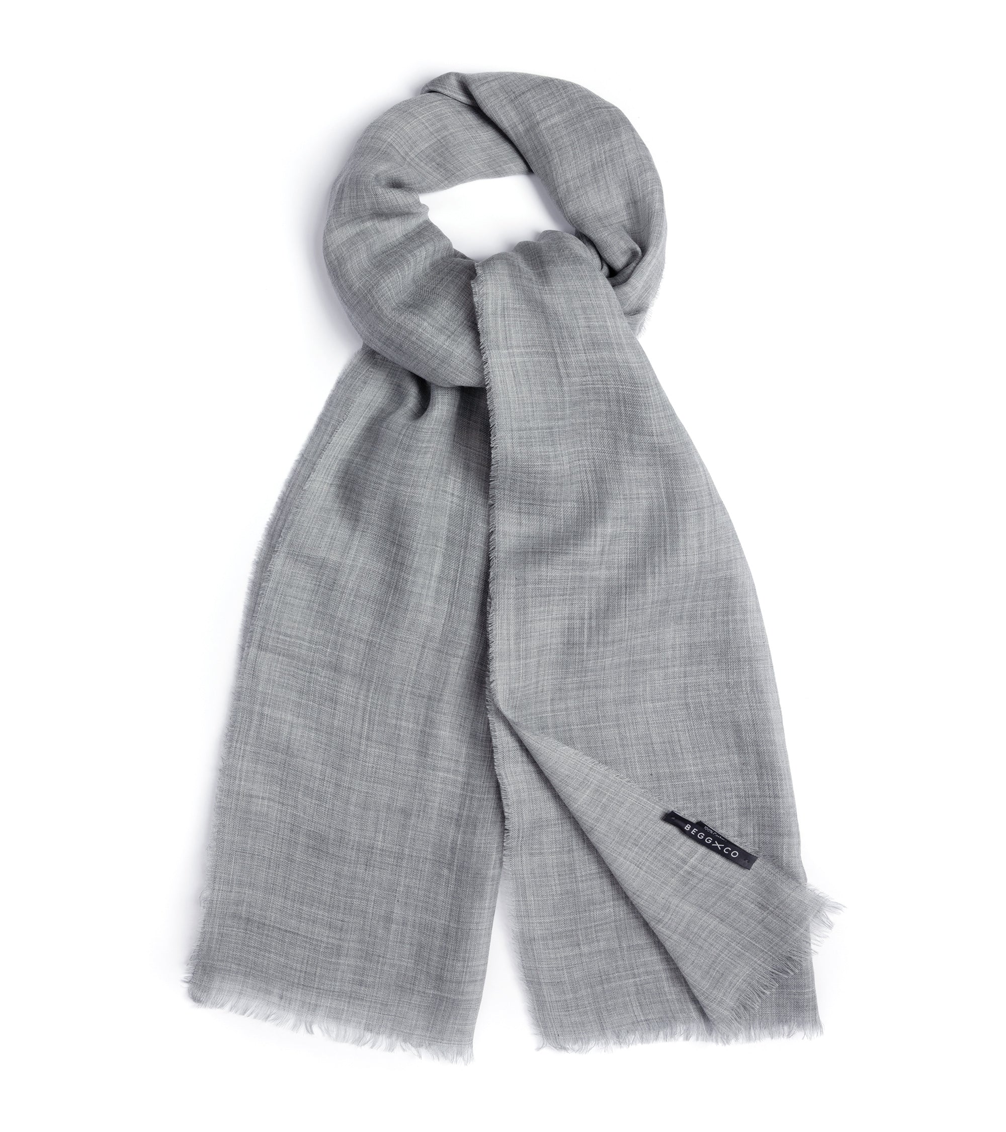 Begg Wispy Solid Cashmere Scarf: Mid Grey