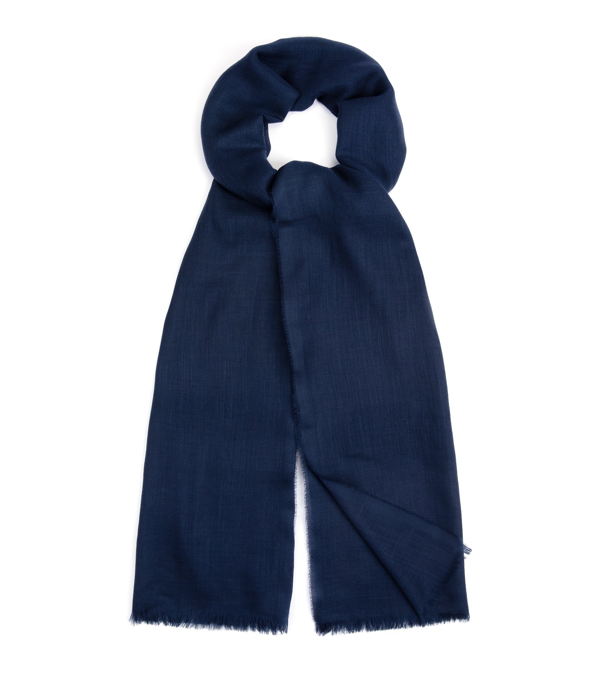 Begg x Co Wispy Solid Cashmere Scarf: Navy