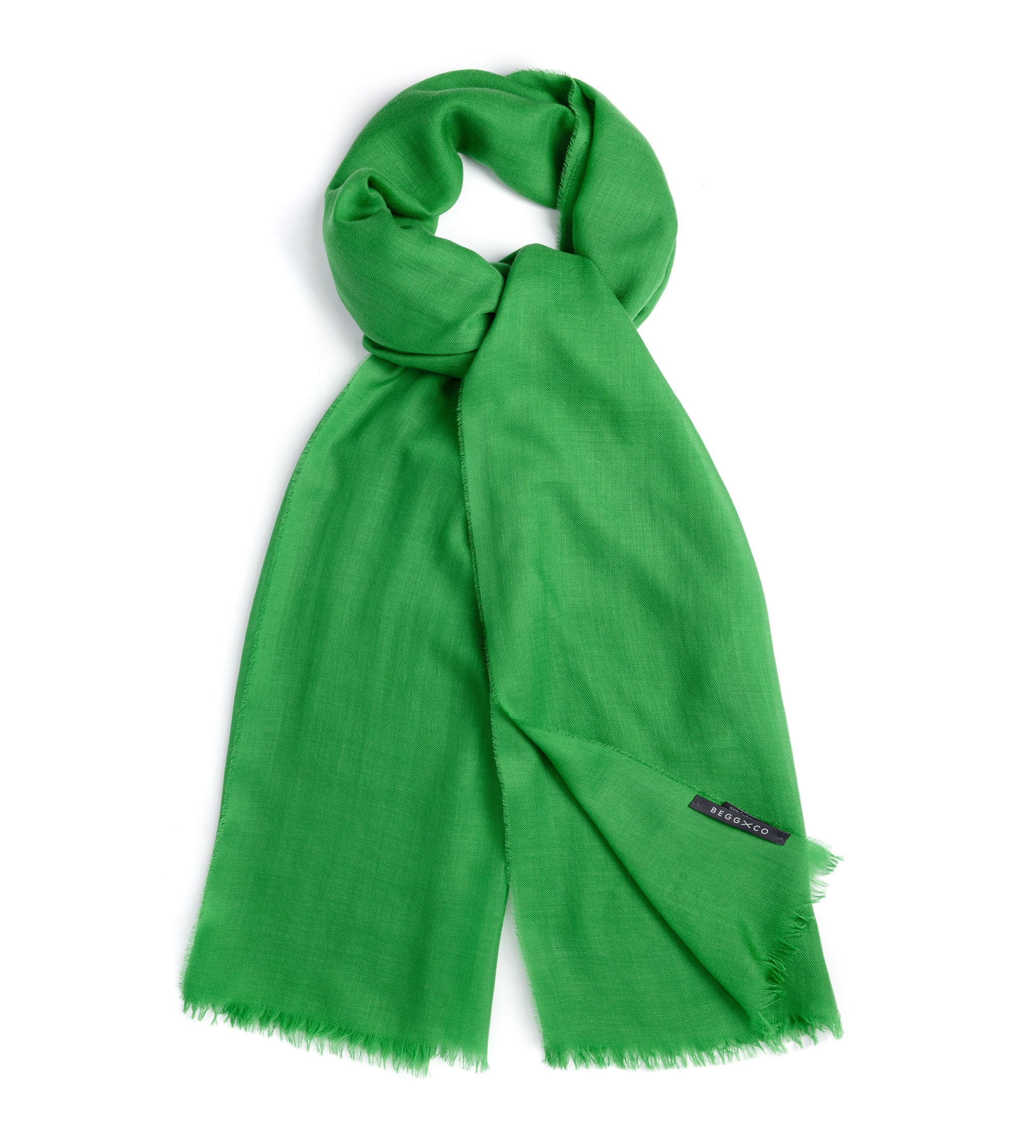 Begg x Co Wispy Solid Cashmere Scarf: Leaf Green
