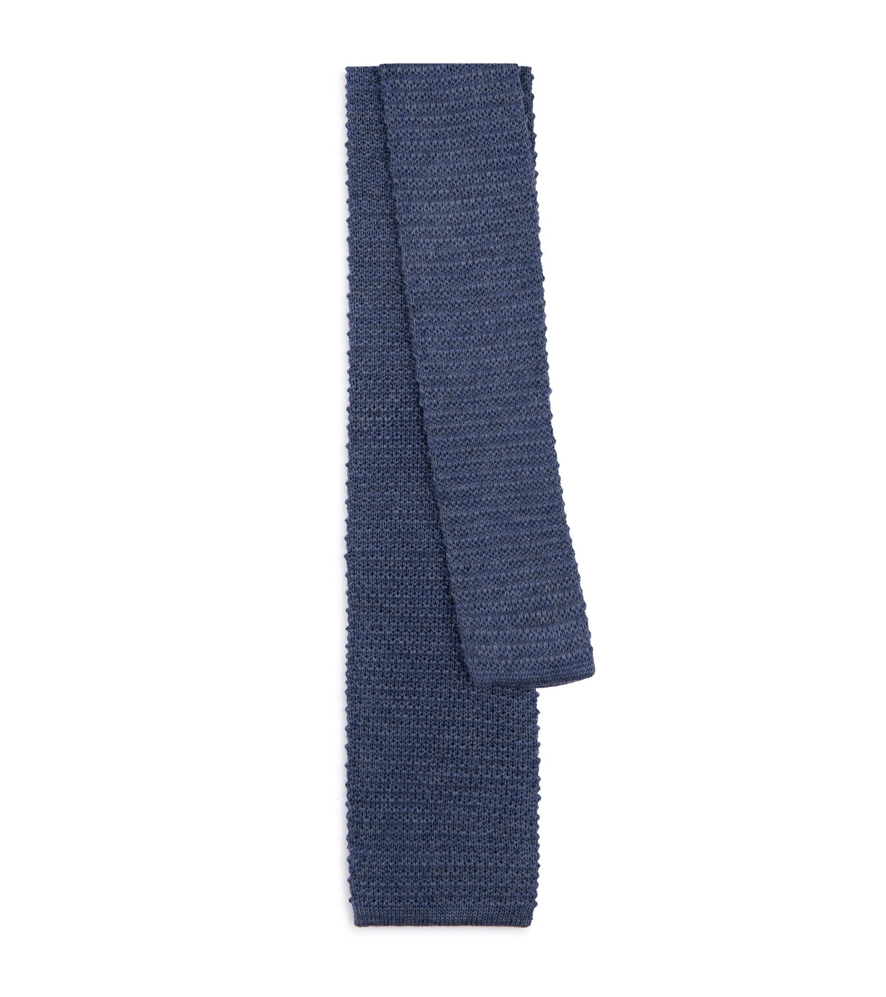 Bigi Wool Knit Tie: Blue - Trunk Clothiers