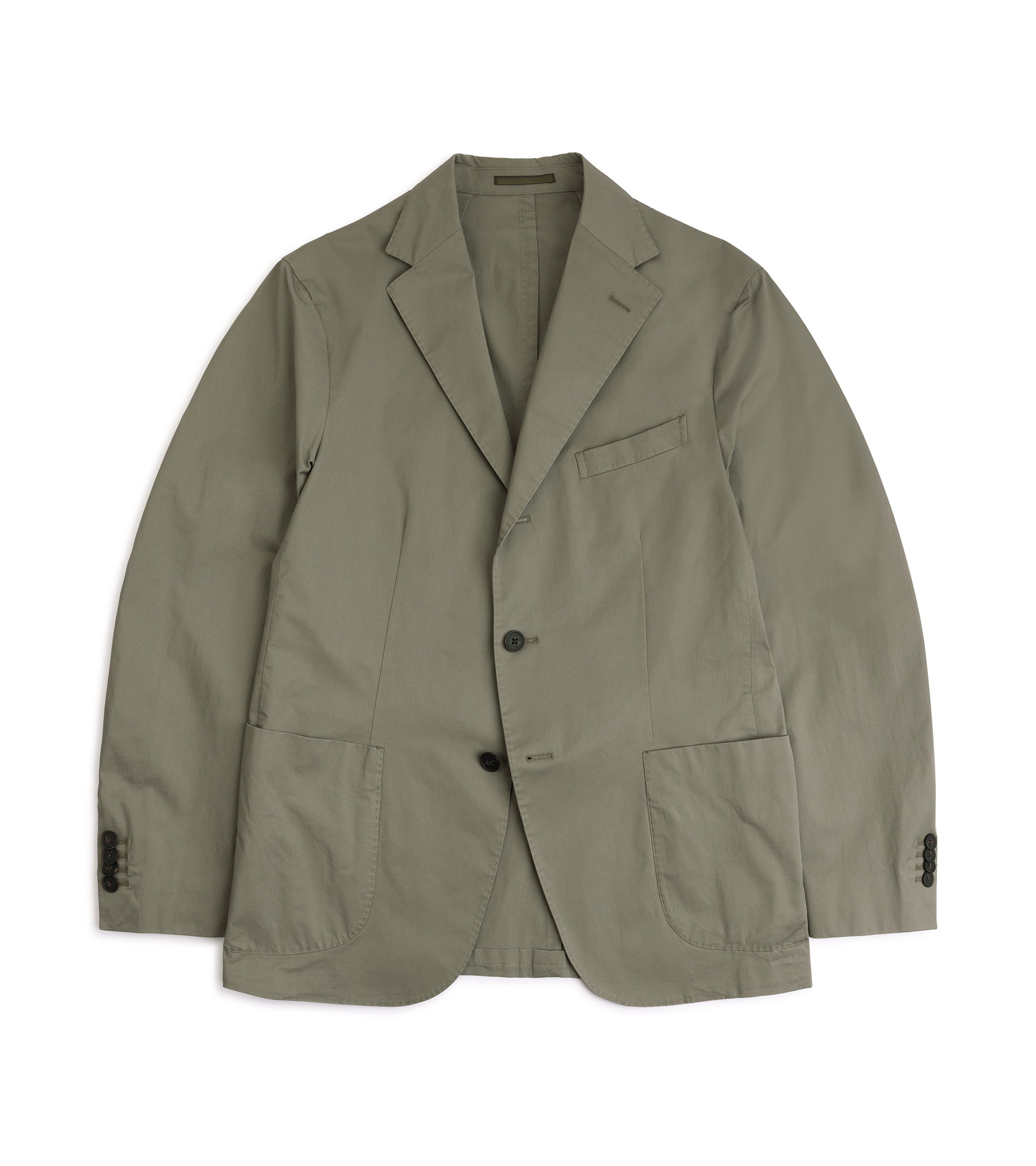 Boglioli Cotton Stretch Travel Suit Jacket: Light Olive