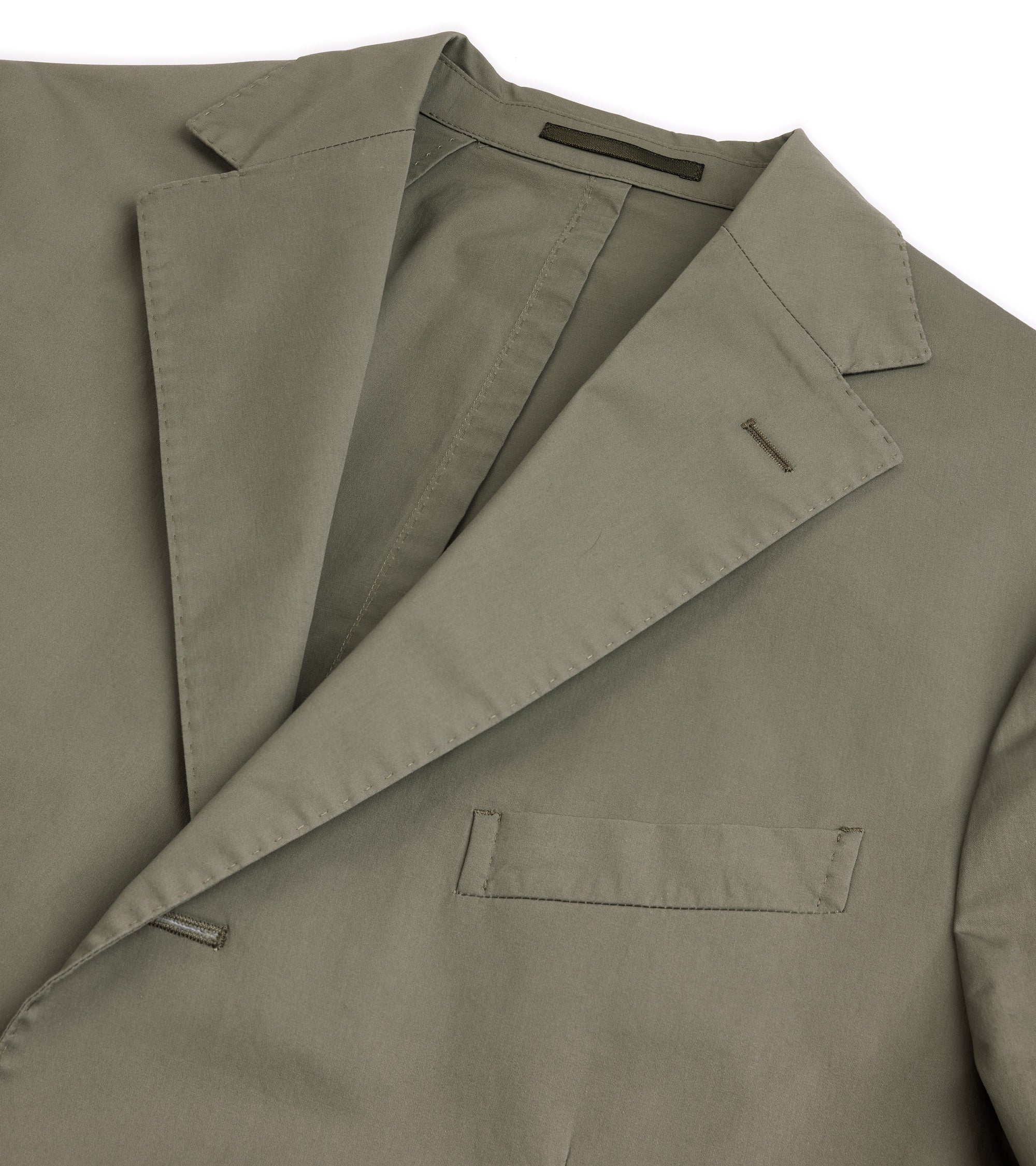 Boglioli Cotton Stretch Travel Suit Jacket: Light Olive