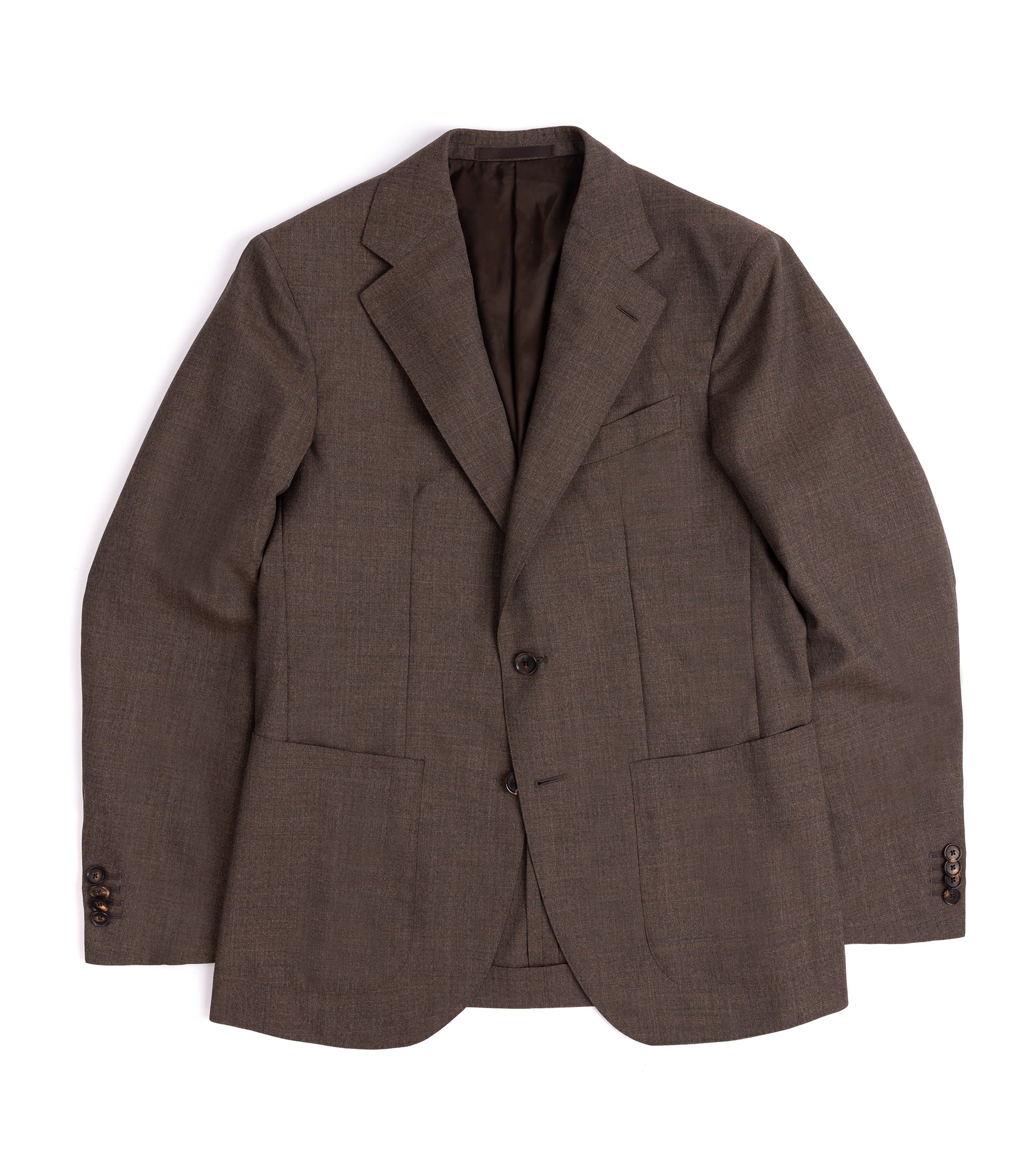 Caruso Aida 3-Ply Wool Canvas Suit: Brown
