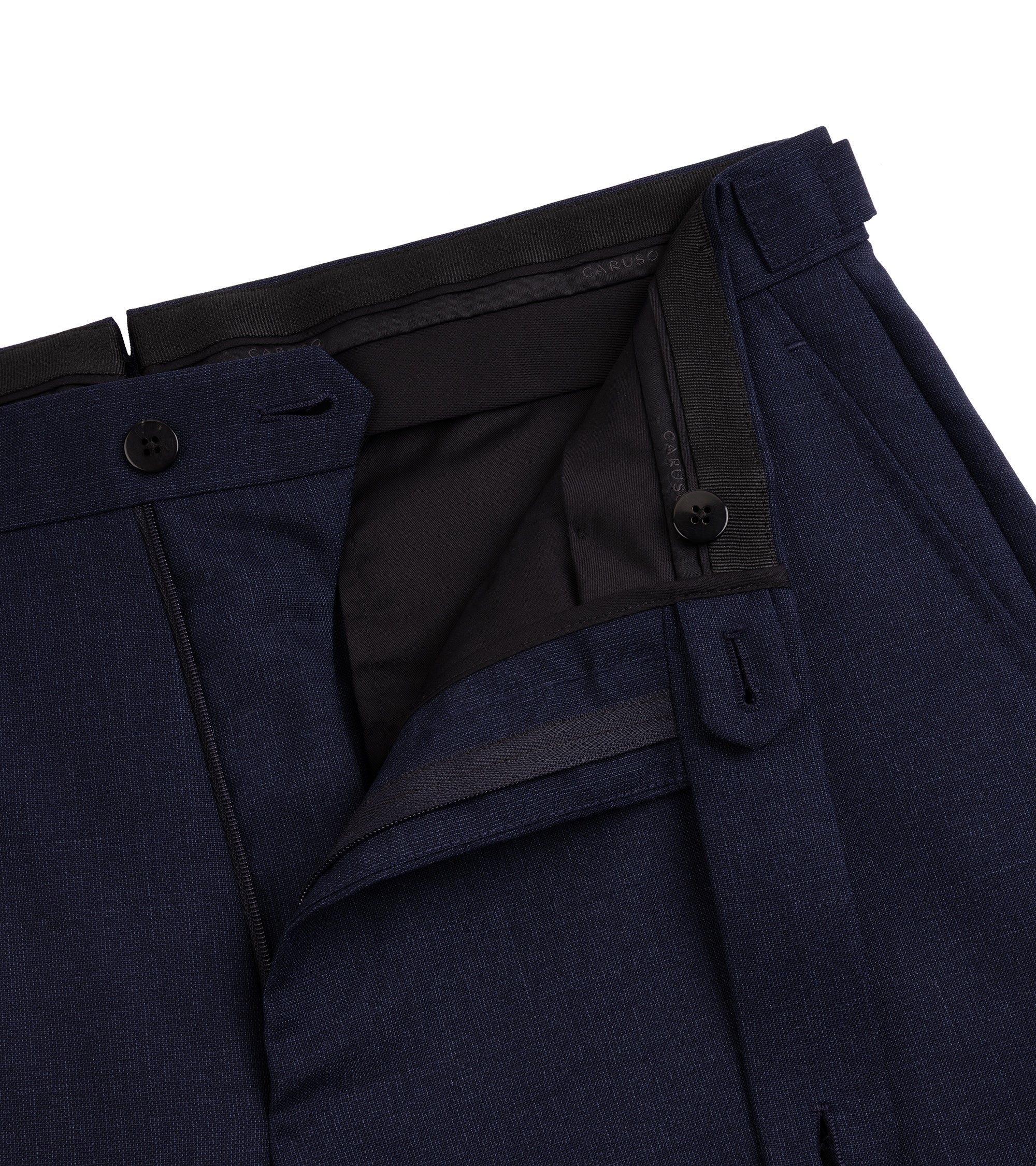 Caruso Aida 3-Ply Wool Canvas Suit: Navy