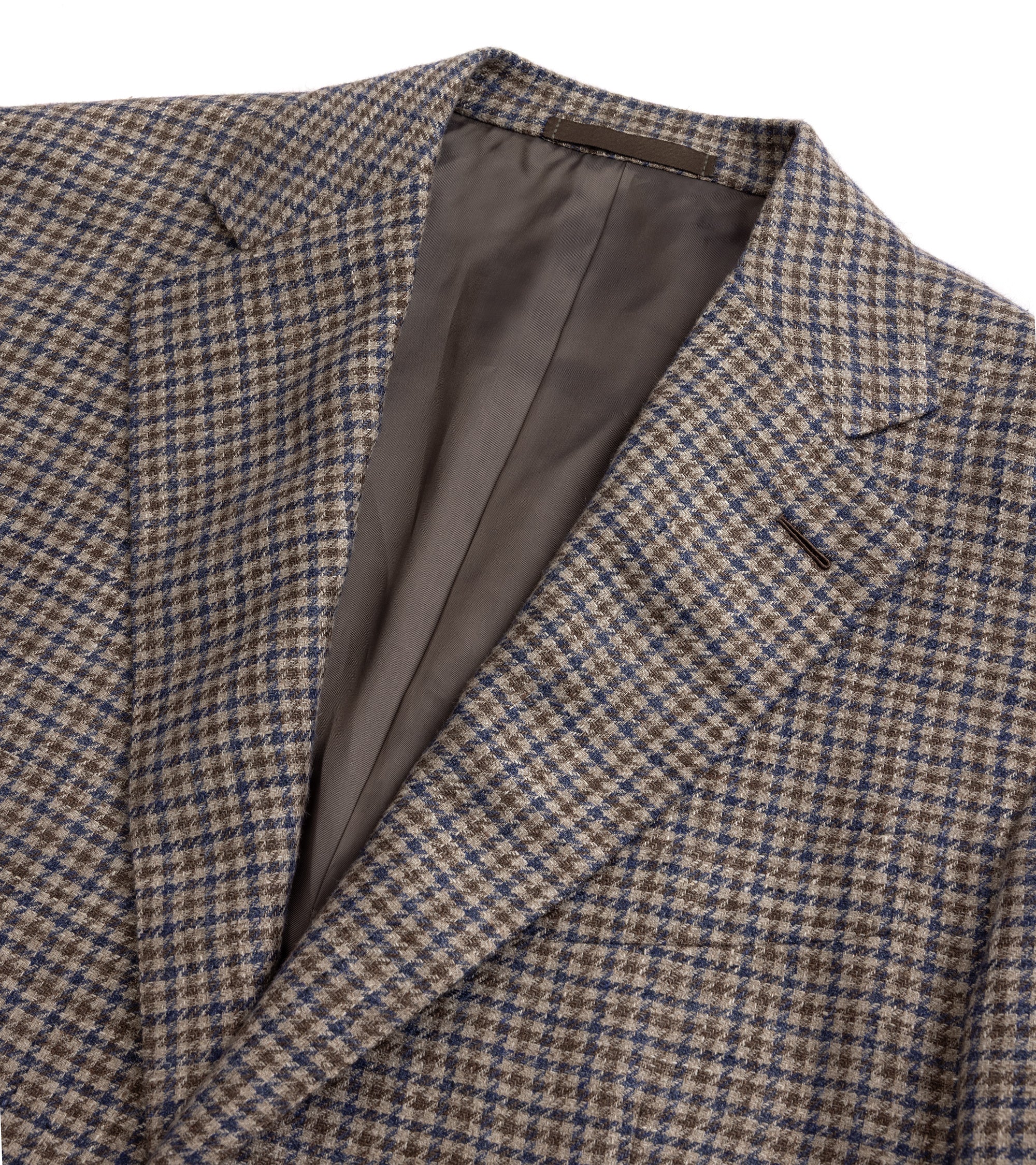 Caruso Aida Linen Wool Dogtooth Check Jacket: Blue/Brown