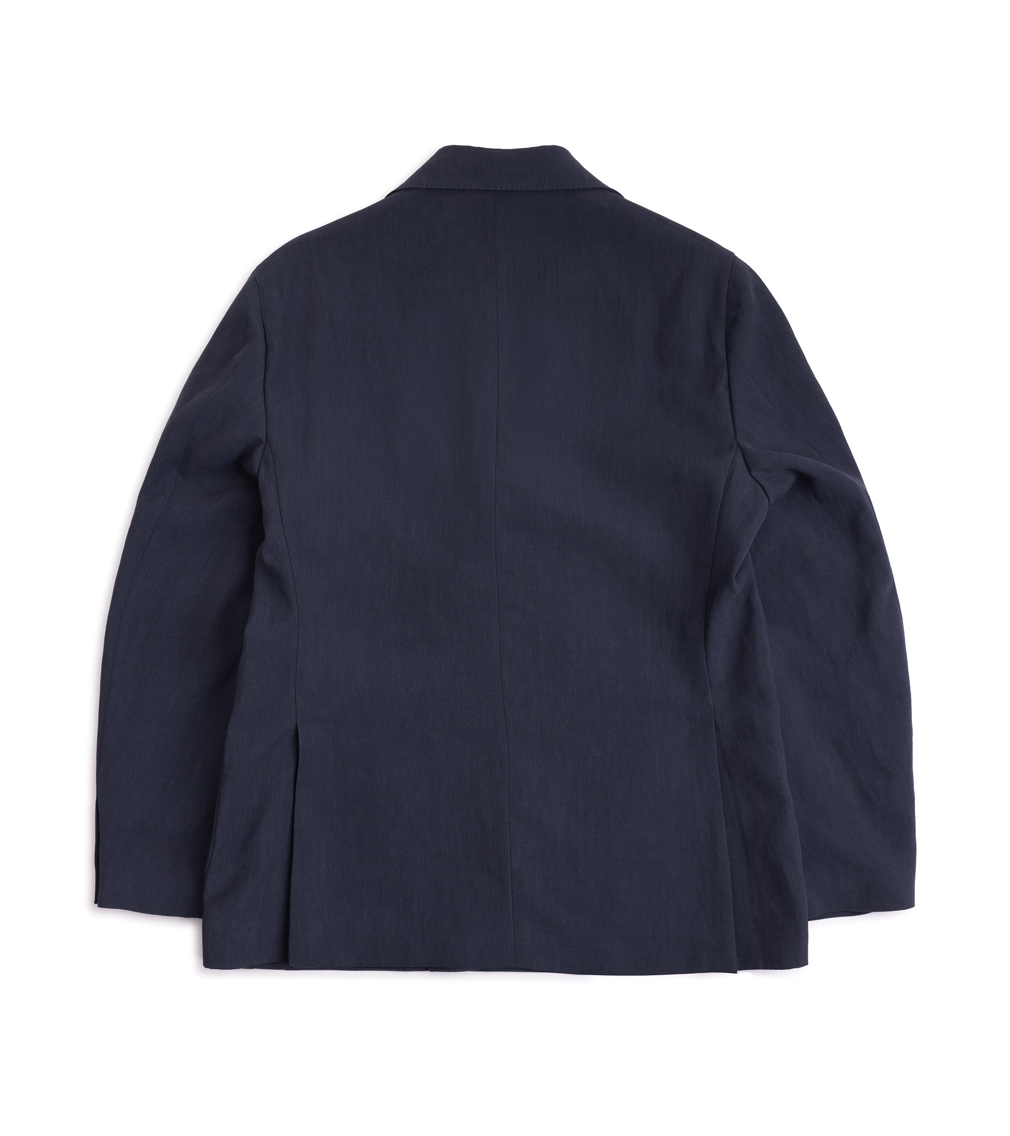 Caruso Butterfly Washed 3-Ply Linen Double Breasted Jacket: Blue