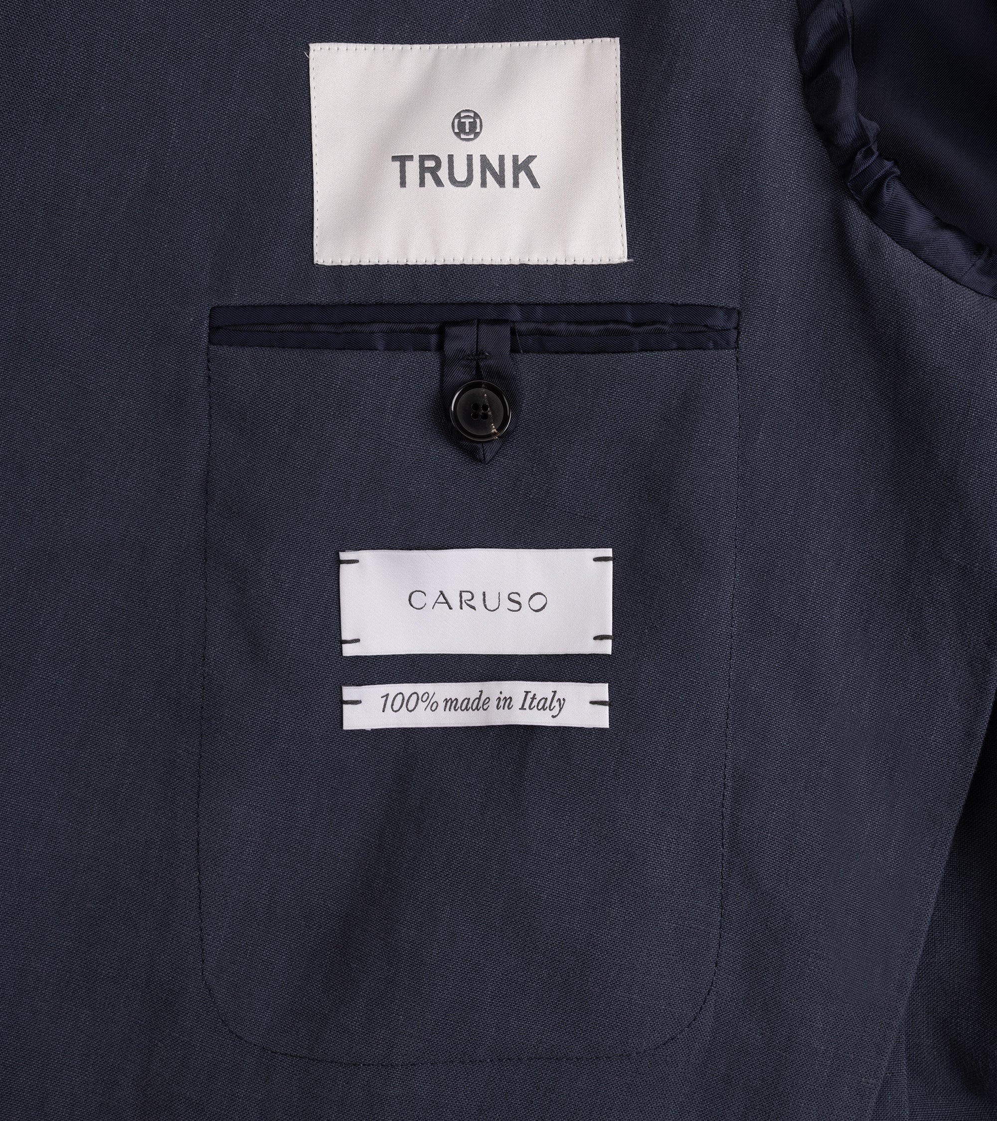 Caruso Butterfly Washed 3-Ply Linen Double Breasted Jacket: Blue