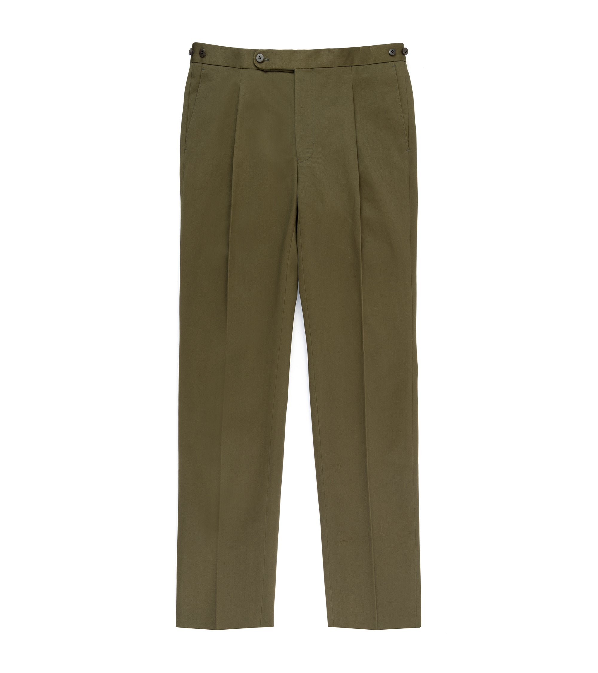 Echizenya for Trunk Heavy West Point Cotton Twill Chino Trousers: Olive