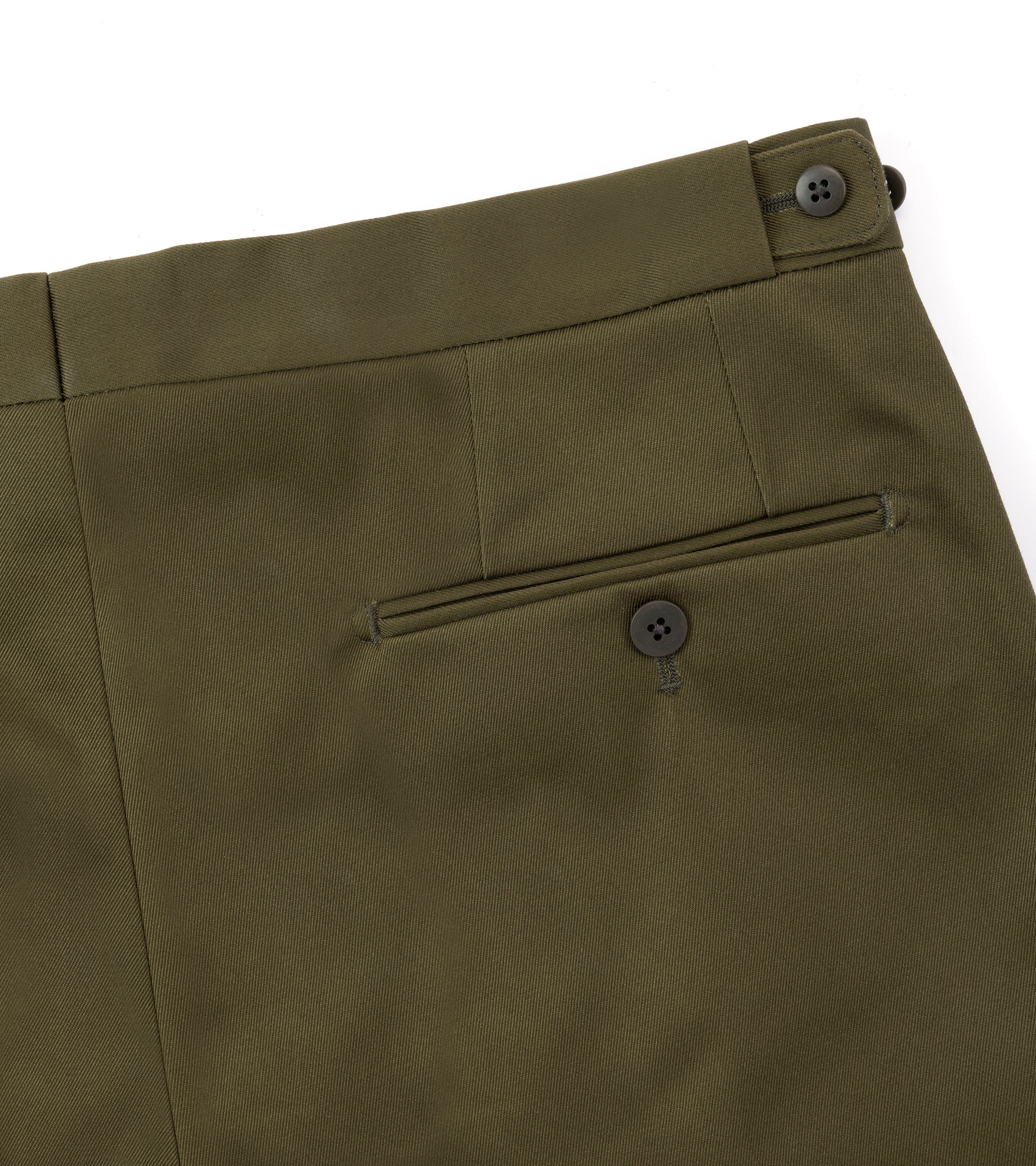 Echizenya for Trunk Heavy West Point Cotton Twill Chino Trousers: Olive