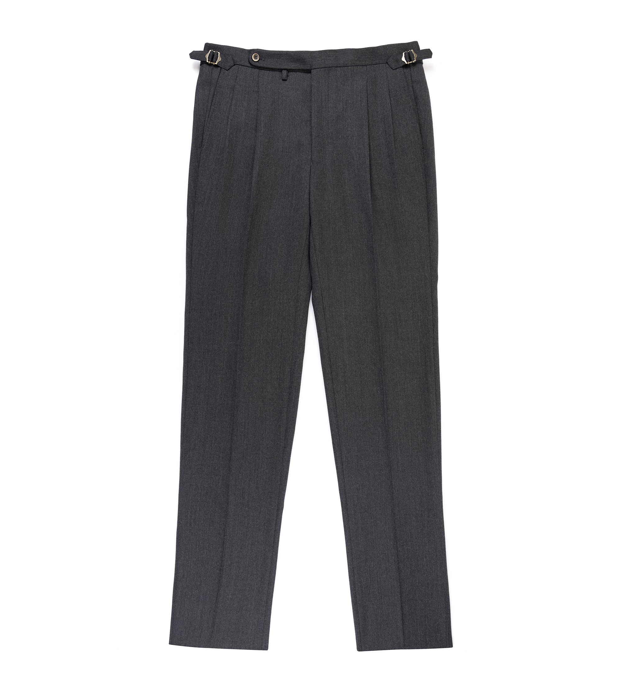 Echizenya for Trunk Wool Serge Pleated Trousers: Charcoal