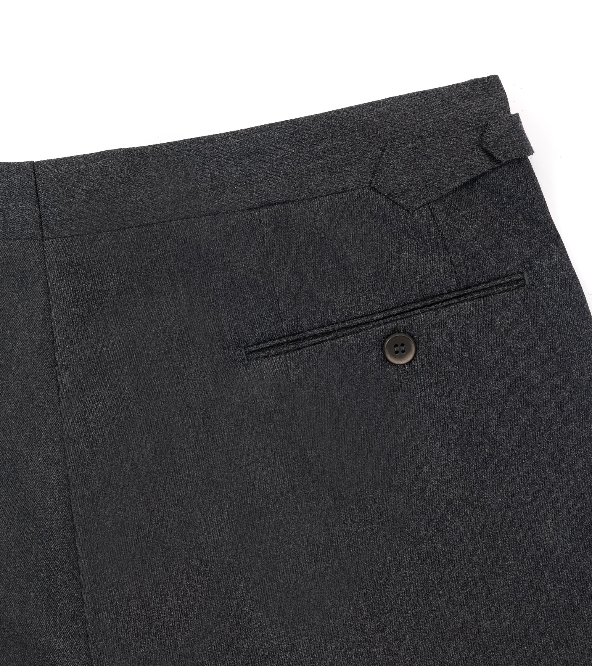 Echizenya for Trunk Wool Serge Pleated Trousers: Charcoal