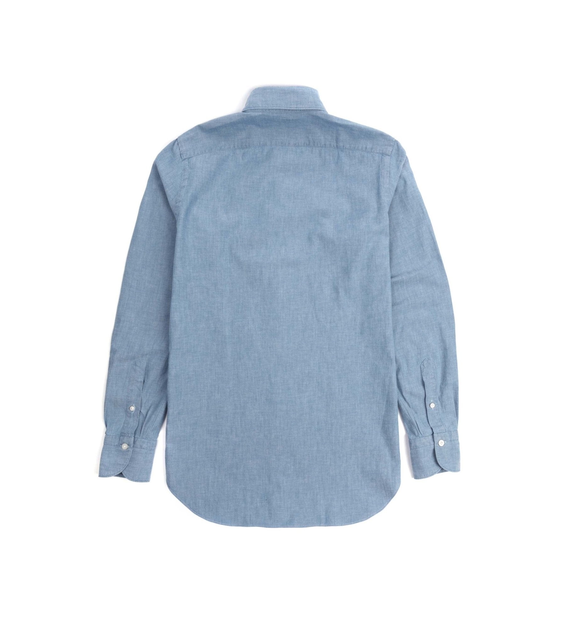 Finamore Gaeta Classic Cotton Leonardo Button Down Sport Shirt: Chambray - Trunk Clothiers