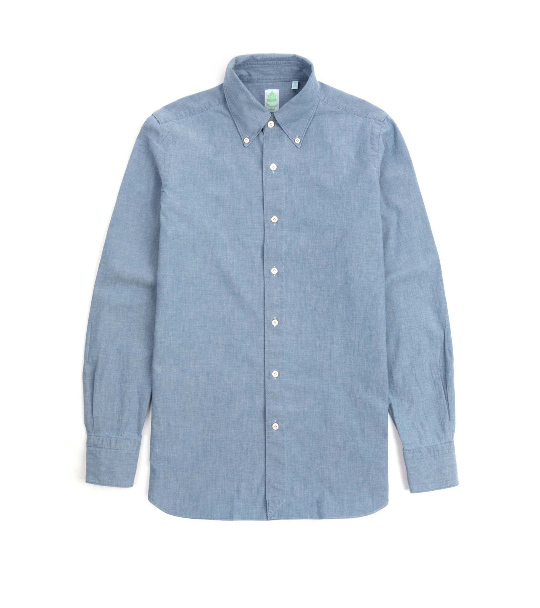 Finamore Gaeta Classic Cotton Leonardo Button Down Sport Shirt: Chambray - Trunk Clothiers