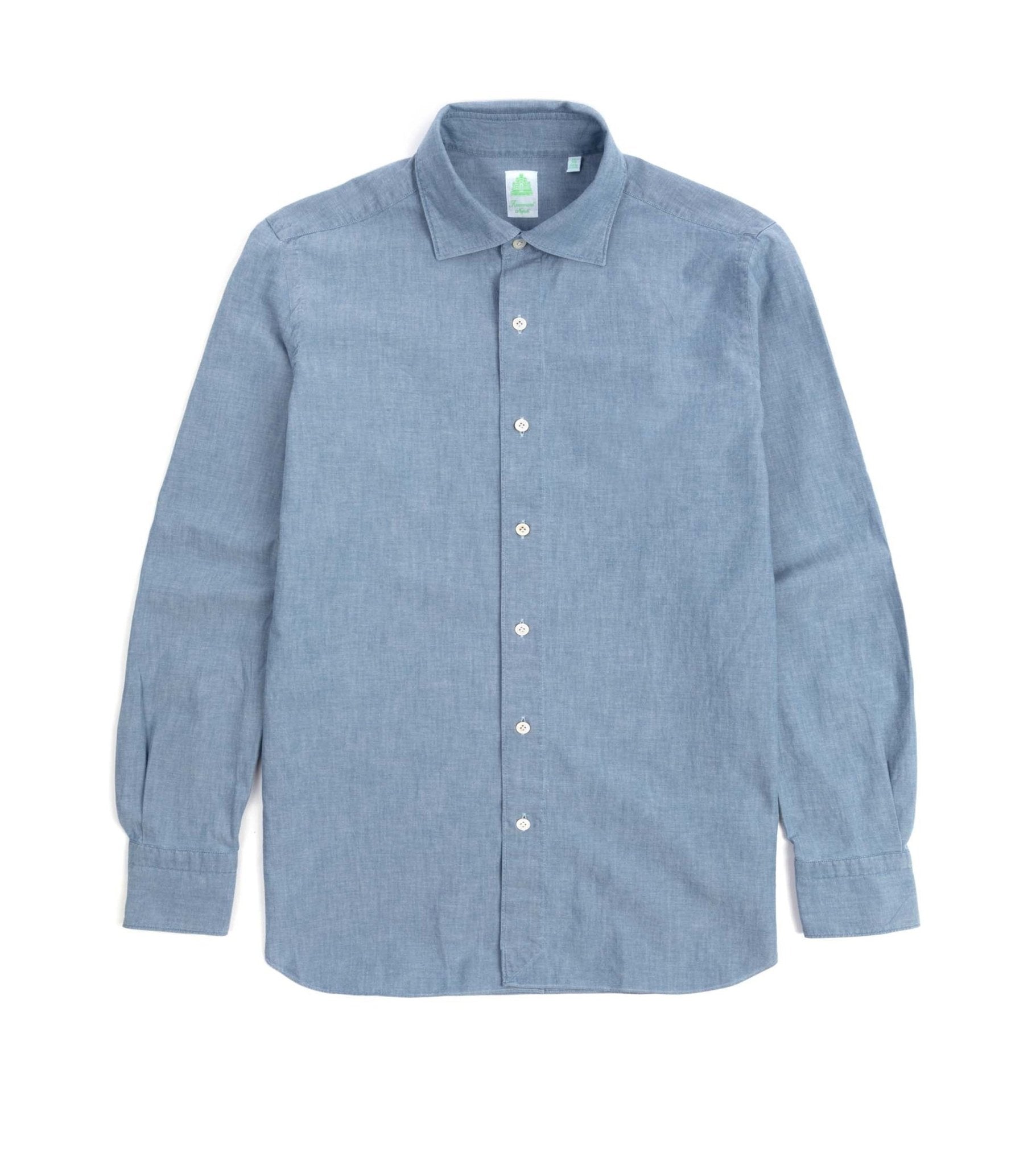 Finamore Gaeta Classic Cotton Luigi Sport Shirt: Chambray - Trunk Clothiers