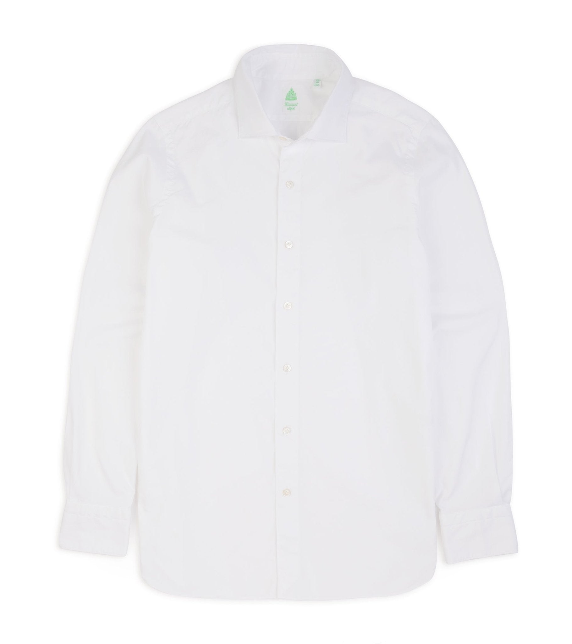 Finamore Gaeta Classic Cotton Luigi Sport Shirt: Fine Oxford White - Trunk Clothiers