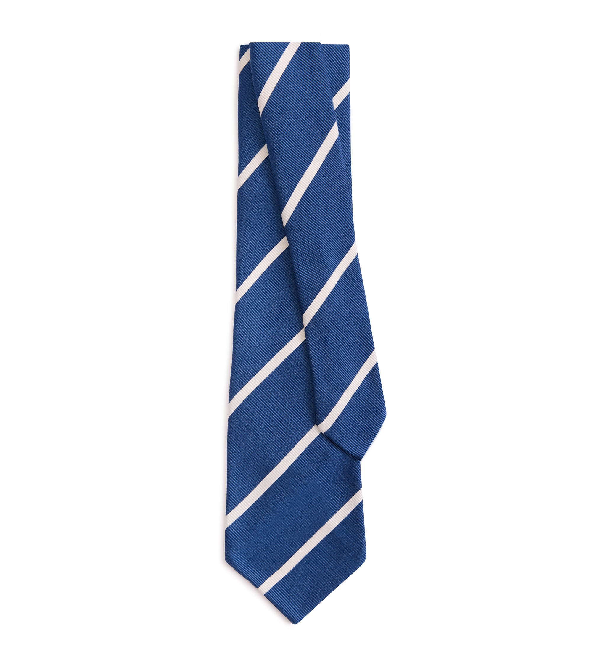 Finamore Silk Reppe Stripe Tie: Blue