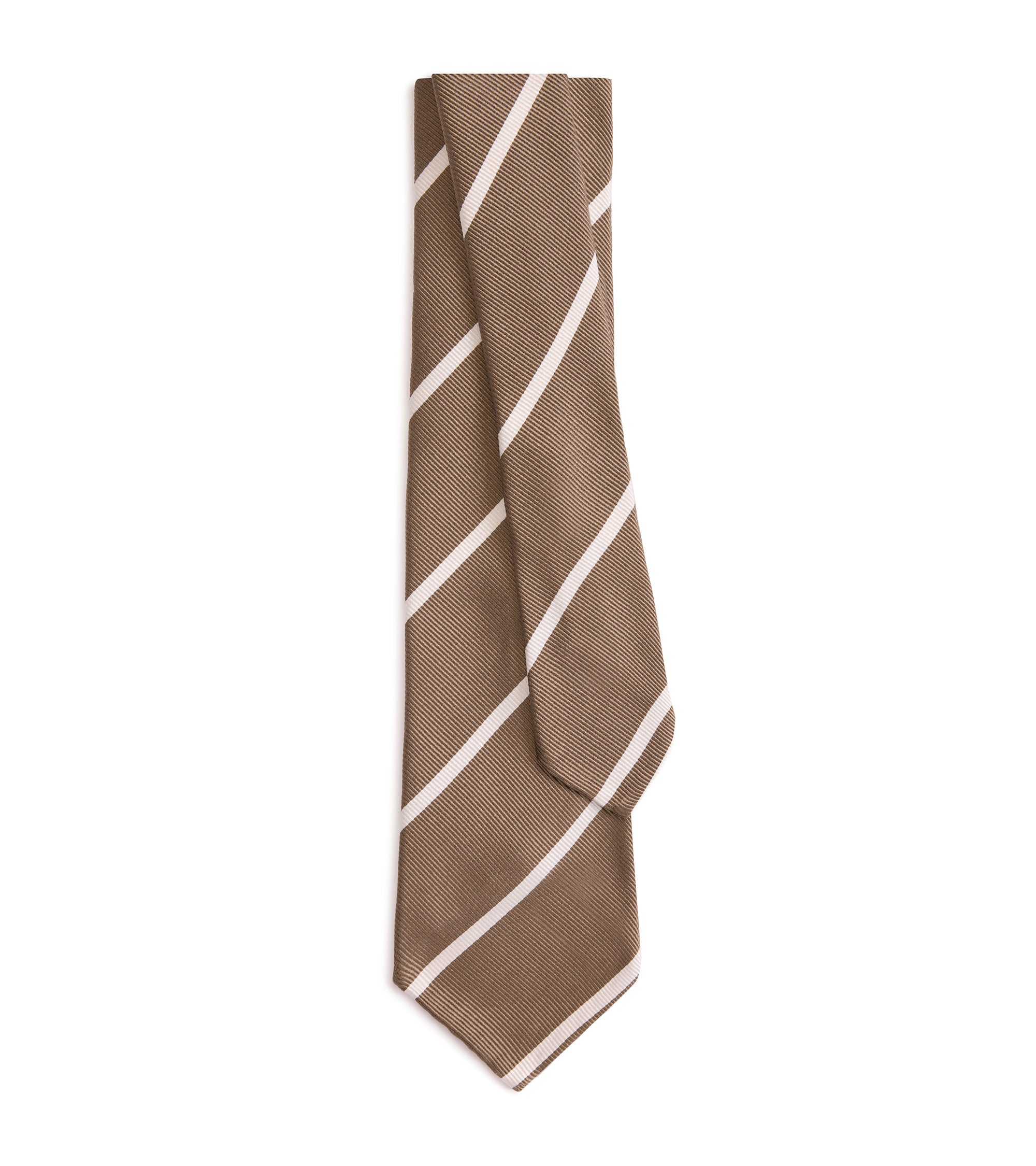 Finamore Silk Reppe Stripe Tie: Light Brown