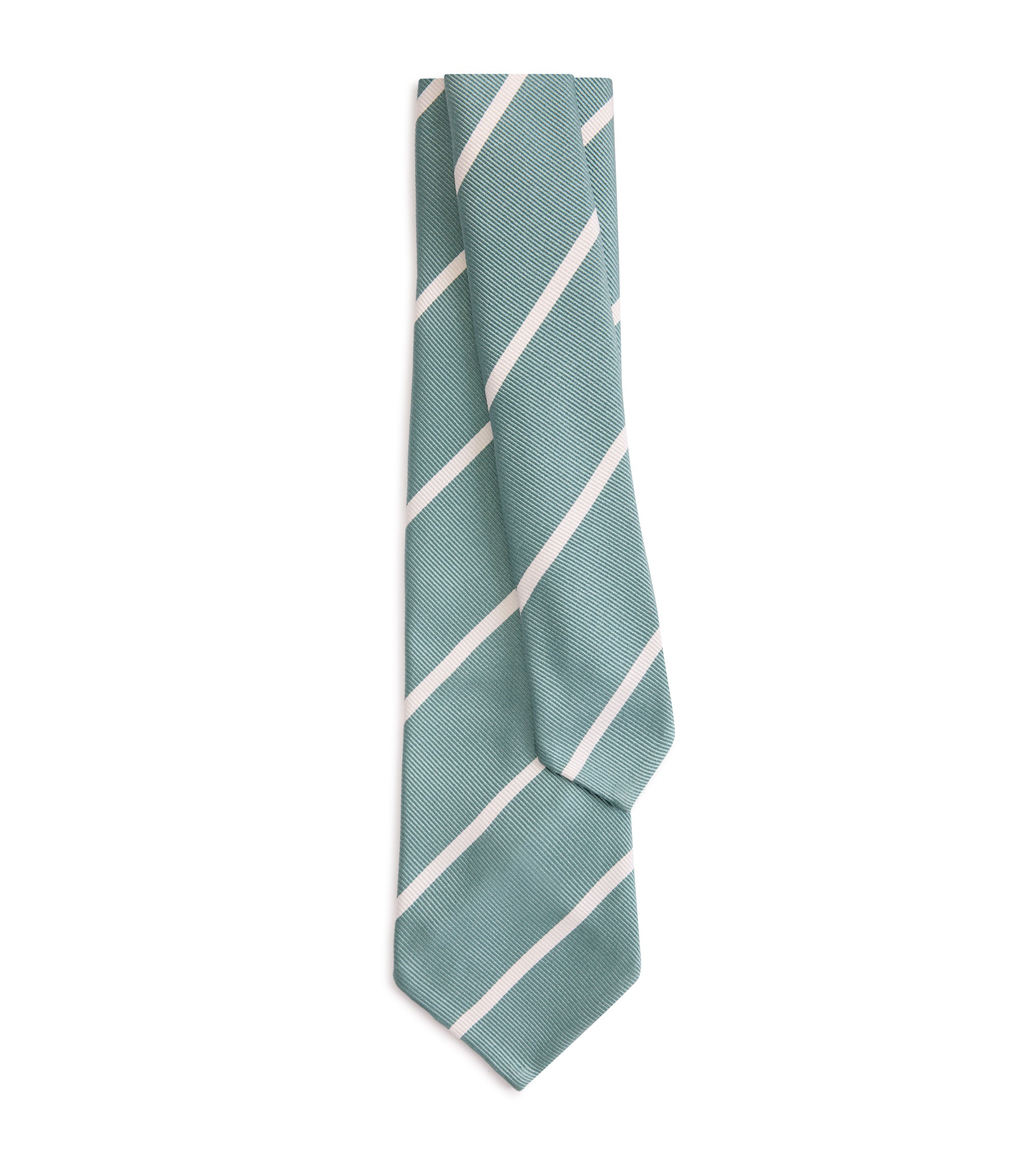 Finamore Silk Reppe Stripe Tie: Pearl Green