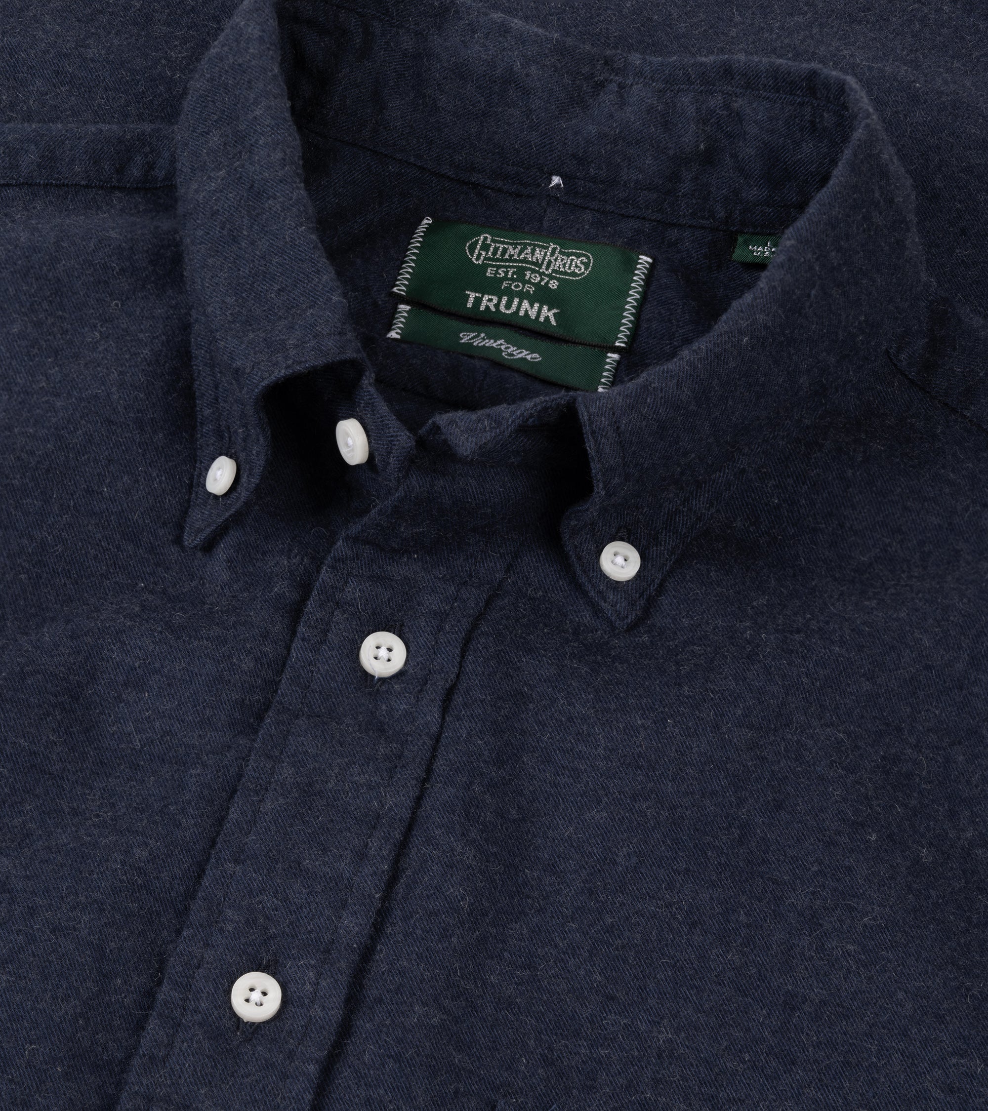 Gitman Vintage for Trunk Cotton Cashmere Flannel Shirt: Navy