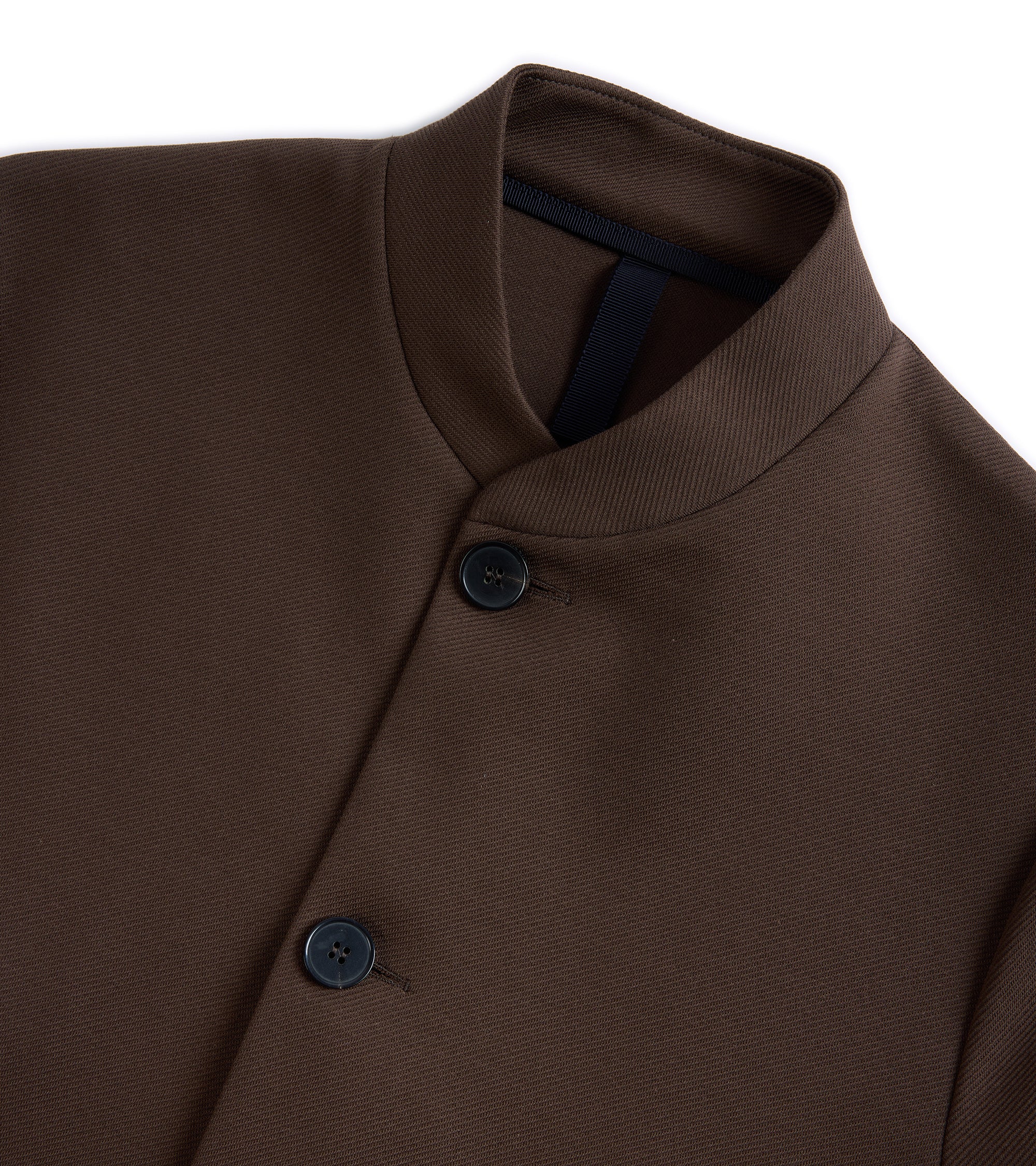 Harris Wharf Loro Piana Cotton Twill Nehru Jacket: Dark Brown