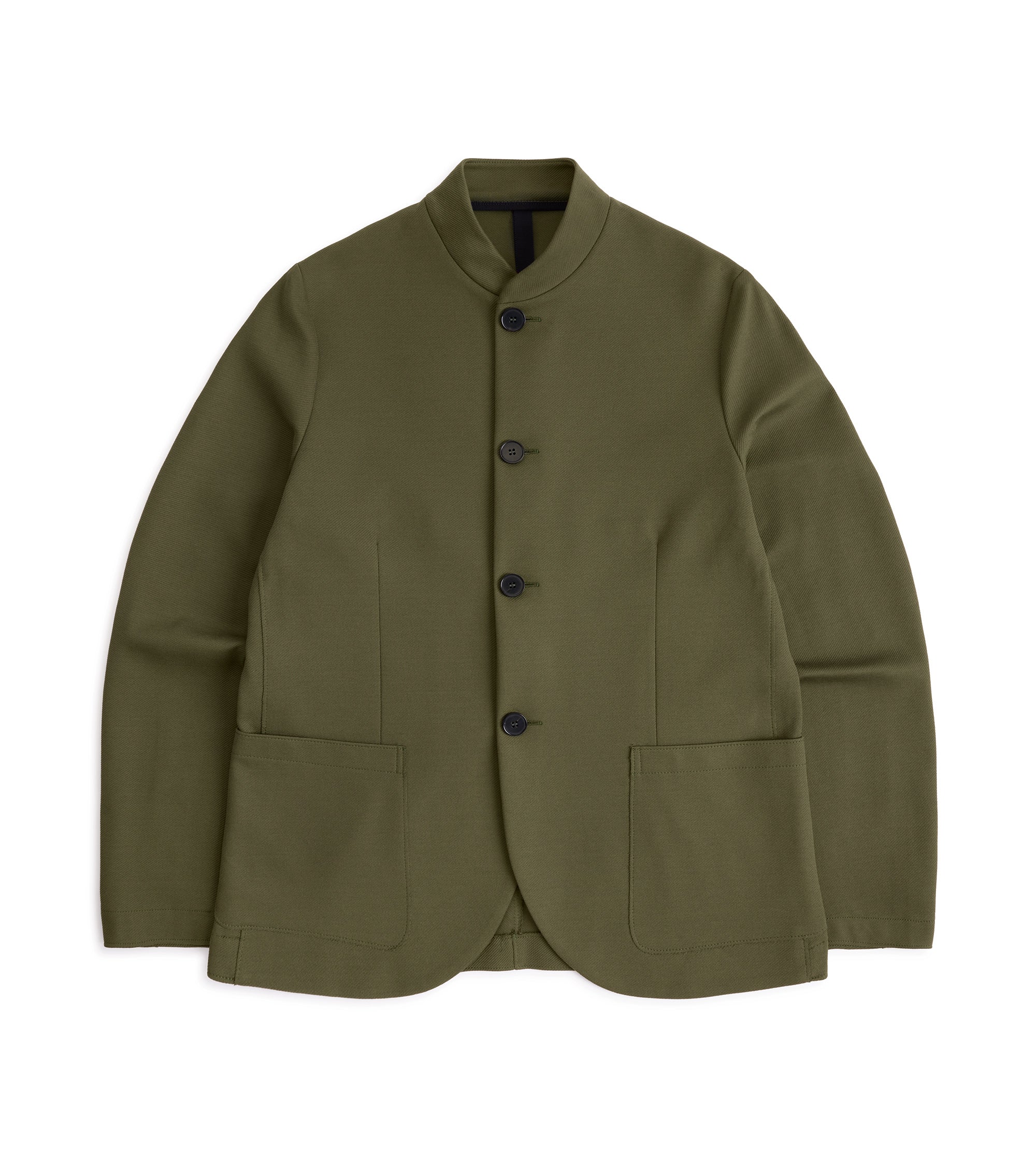 Harris Wharf Loro Piana Cotton Twill Nehru Jacket: Moss Green