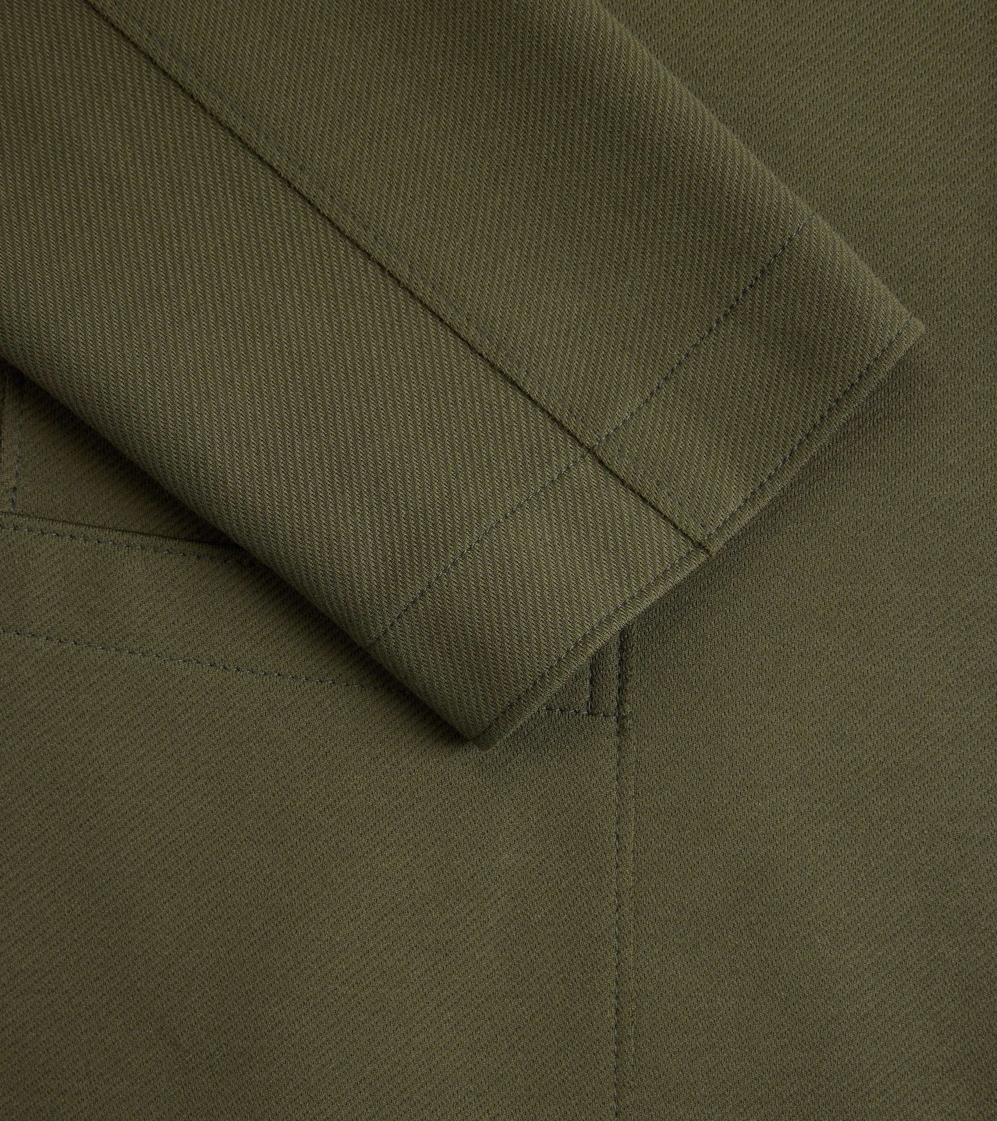 Harris Wharf Loro Piana Cotton Twill Nehru Jacket: Moss Green