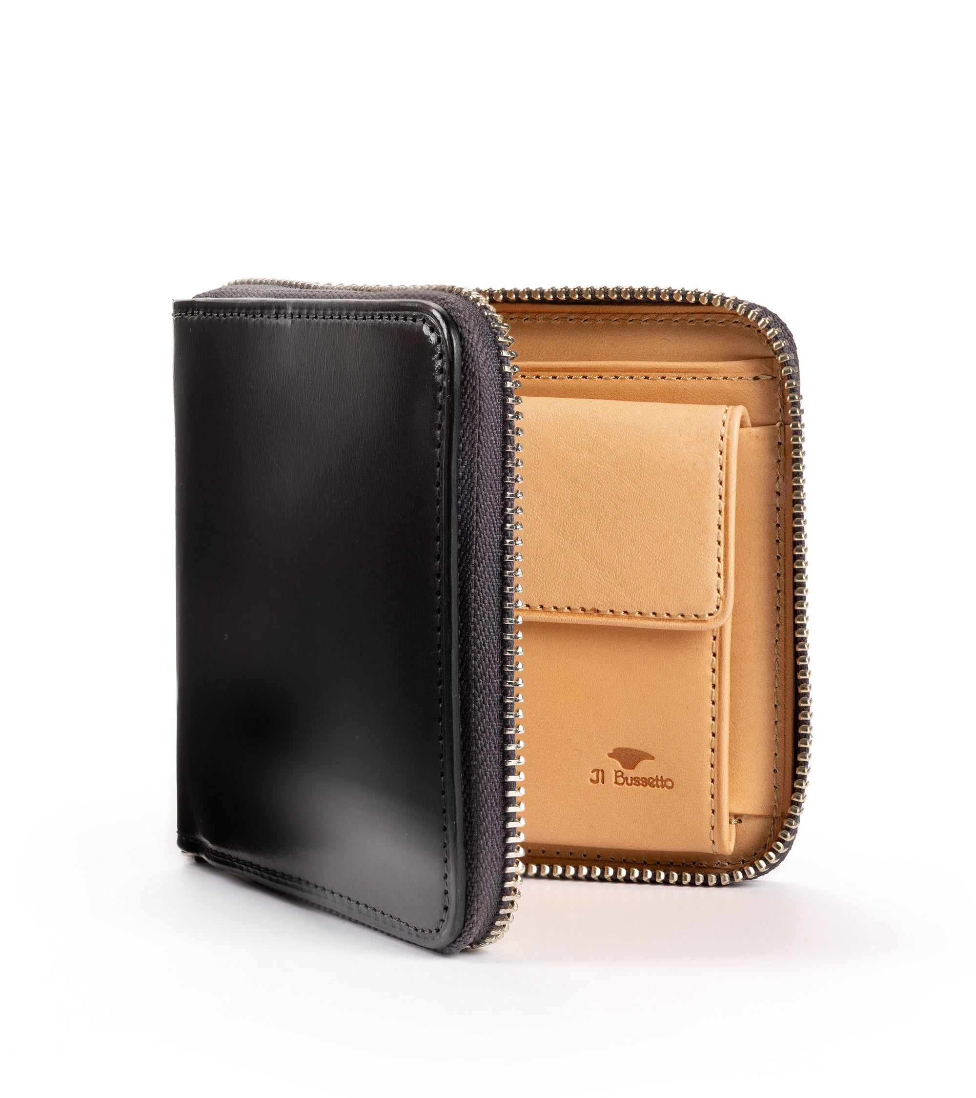 Il Bussetto Leather Zip Wallet: Grey