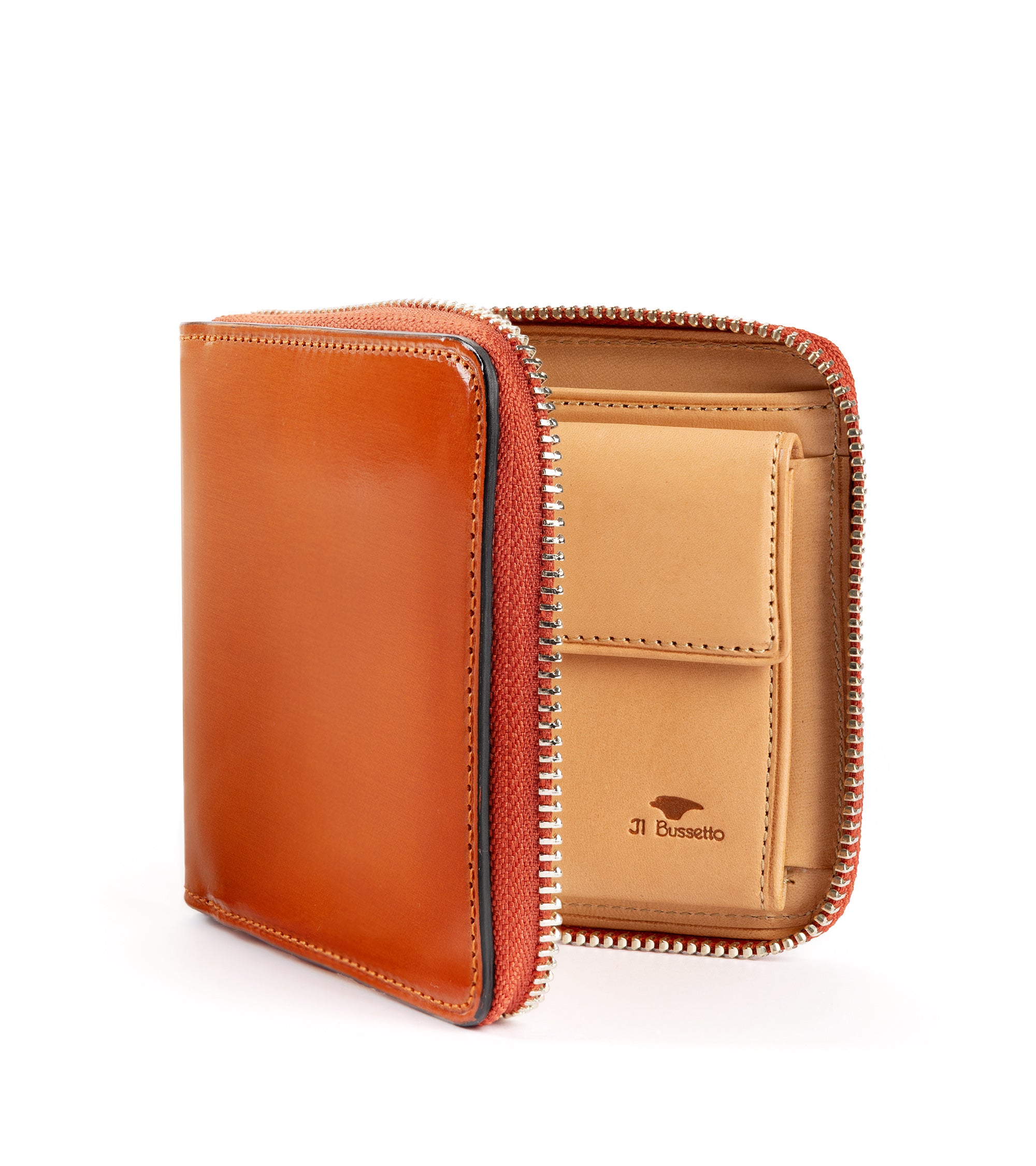 Il Bussetto Leather Zip Wallet: Orange