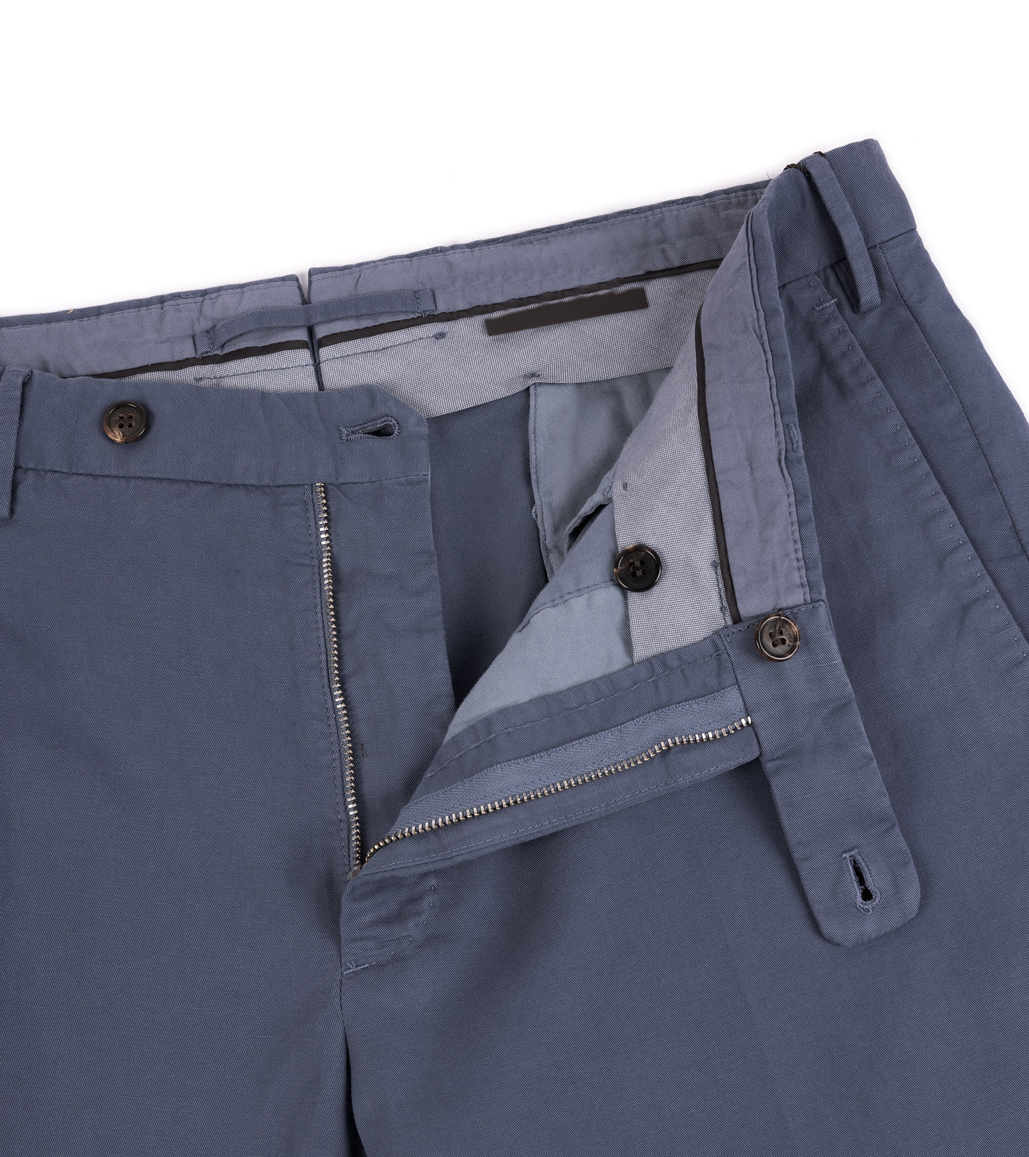Incotex Regular Fit Chinolino Cotton Linen Trousers: Blue