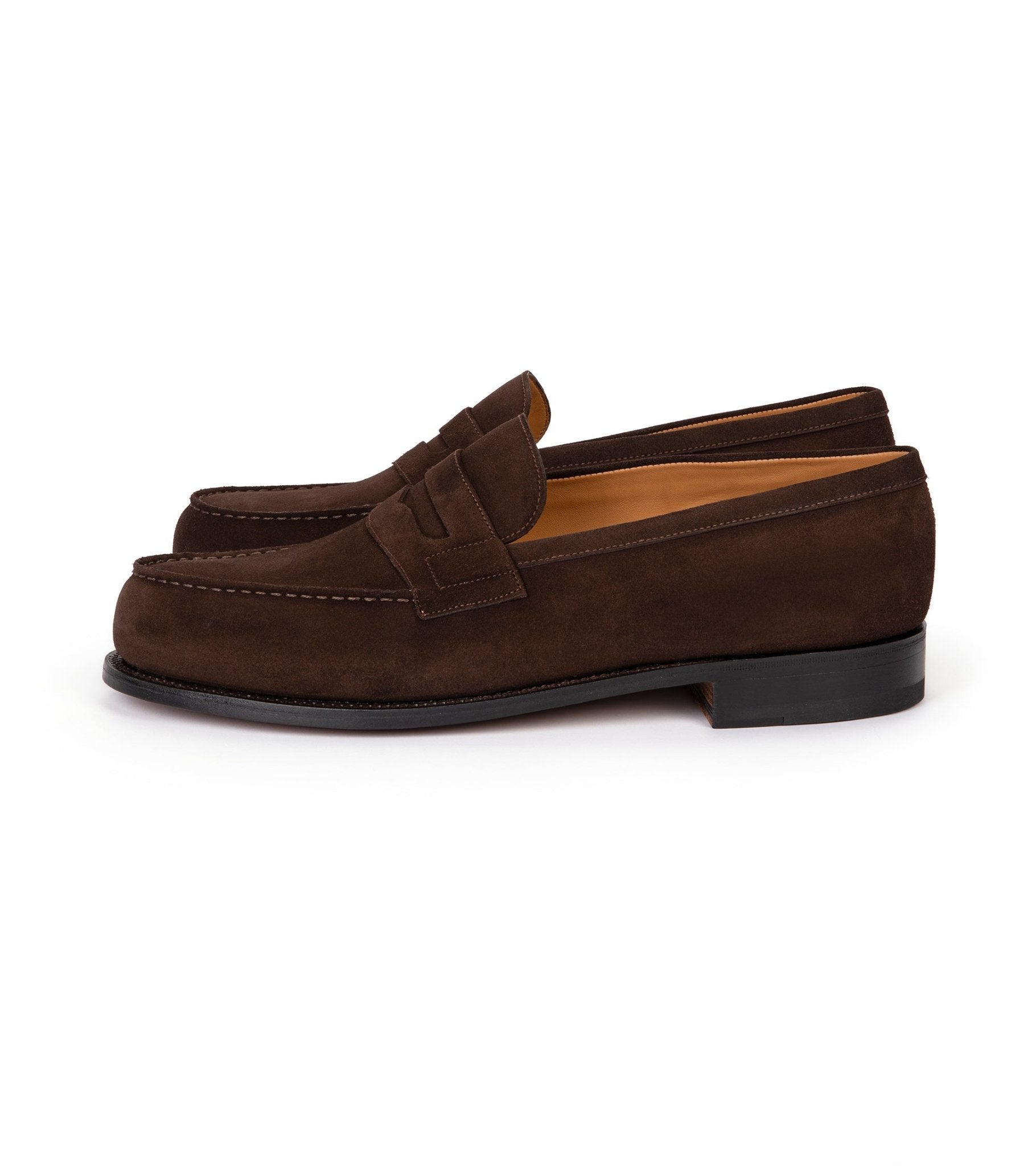 J.M. Weston Calfskin Suede 180 Loafer: Brown - Trunk Clothiers