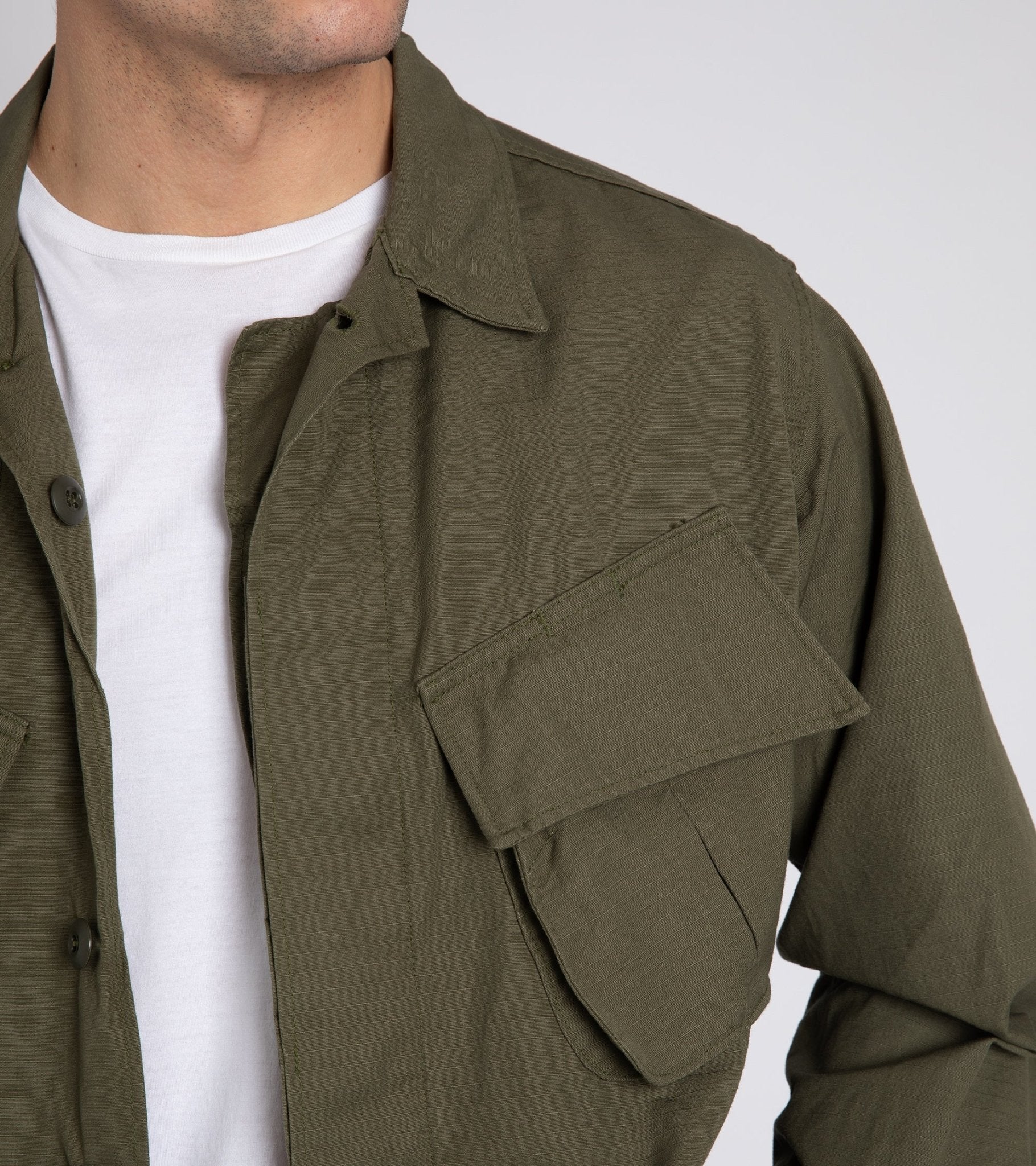 OrSlow Cotton Ripstop Tropical Jacket: Army Green - Trunk Clothiers