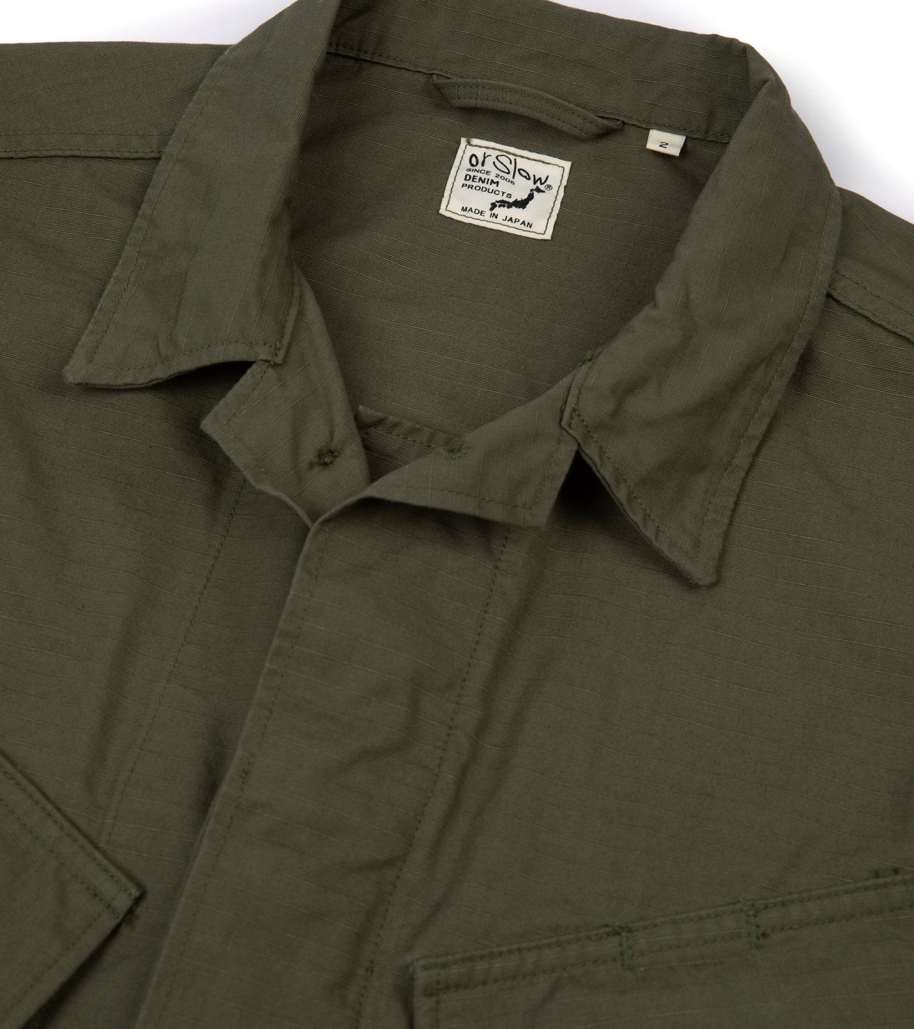 OrSlow Cotton Ripstop Tropical Jacket: Army Green - Trunk Clothiers