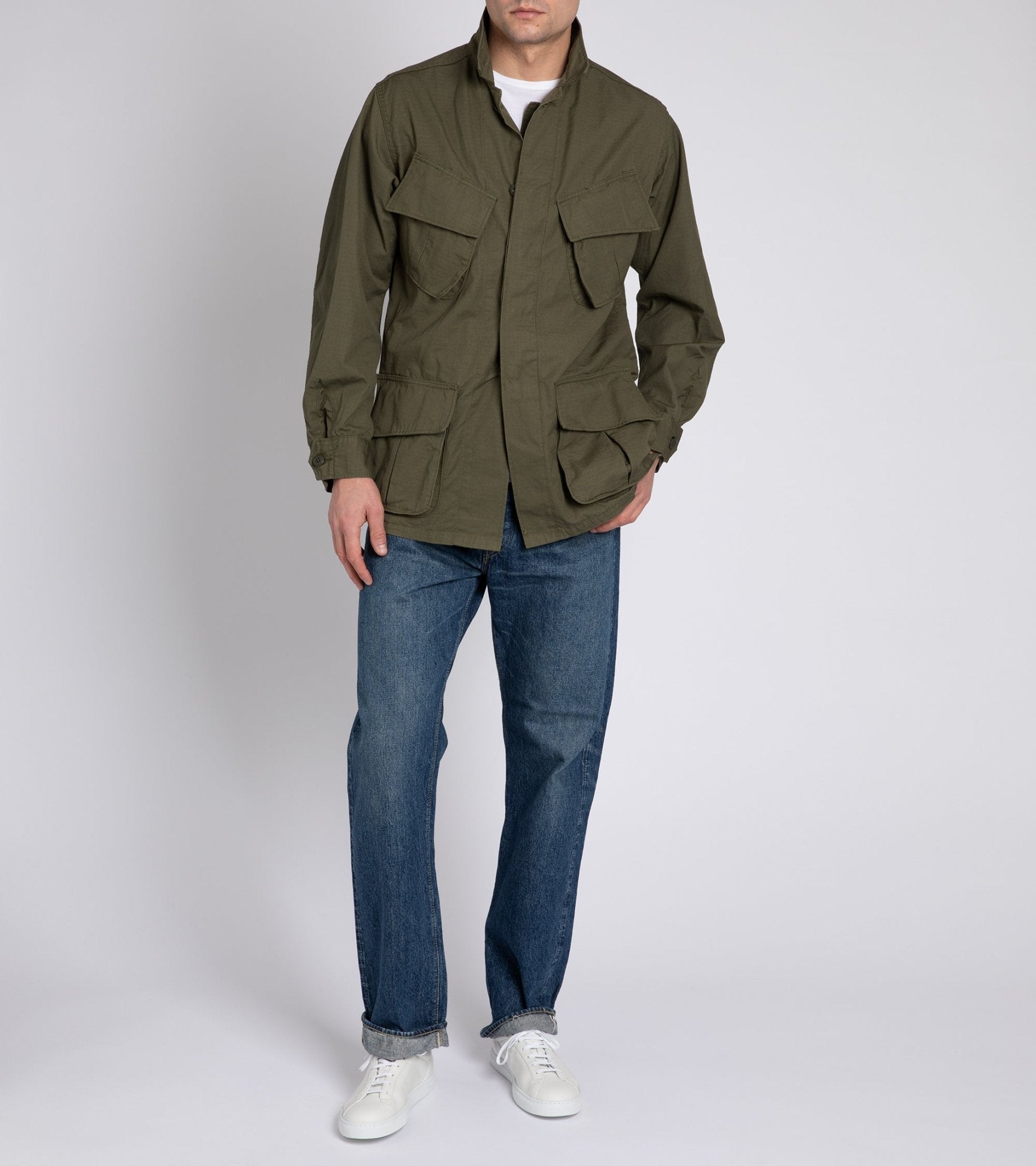 OrSlow Cotton Ripstop Tropical Jacket: Army Green - Trunk Clothiers