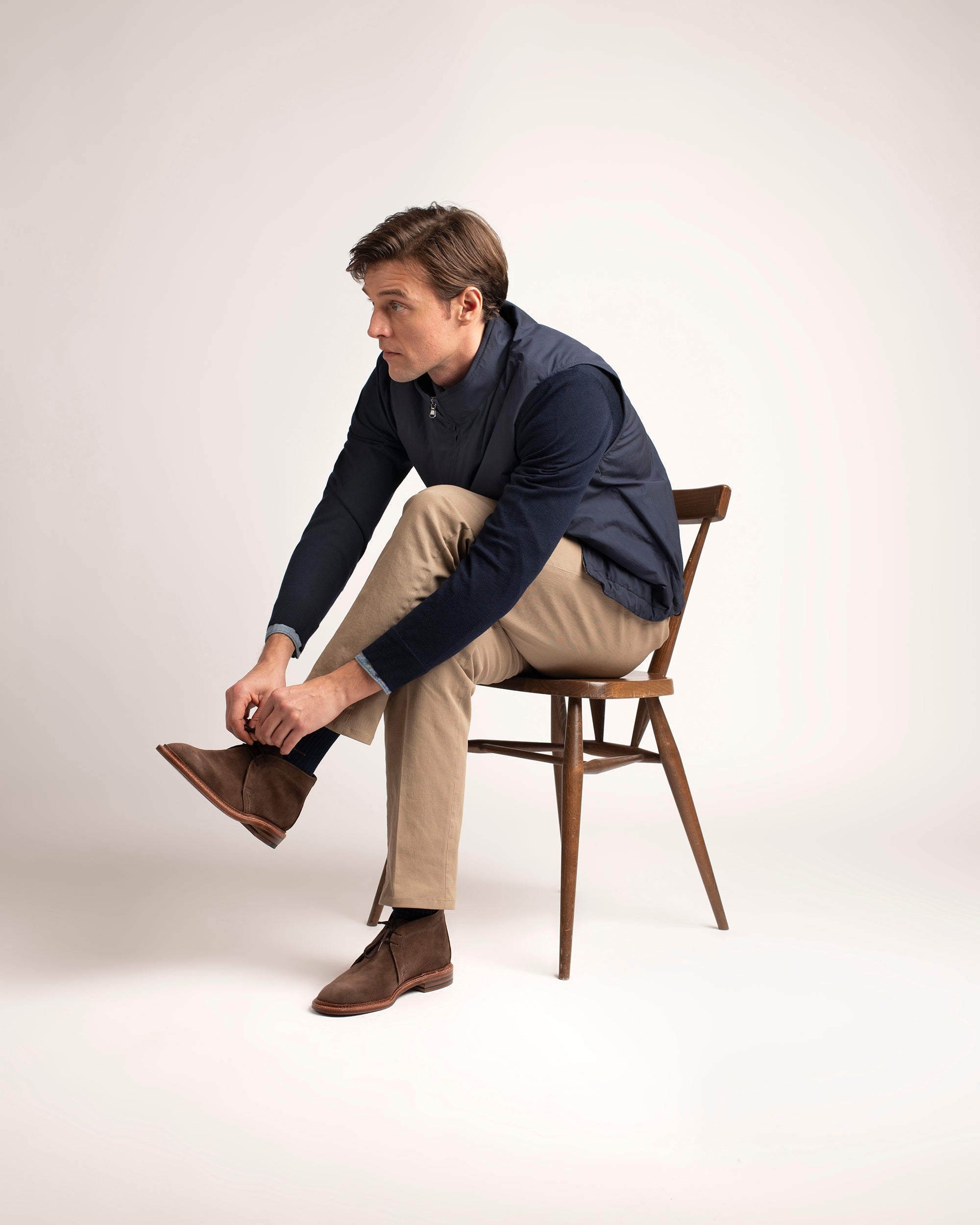 Alden Unlined Suede Chukka Boot: Dark Brown 1492