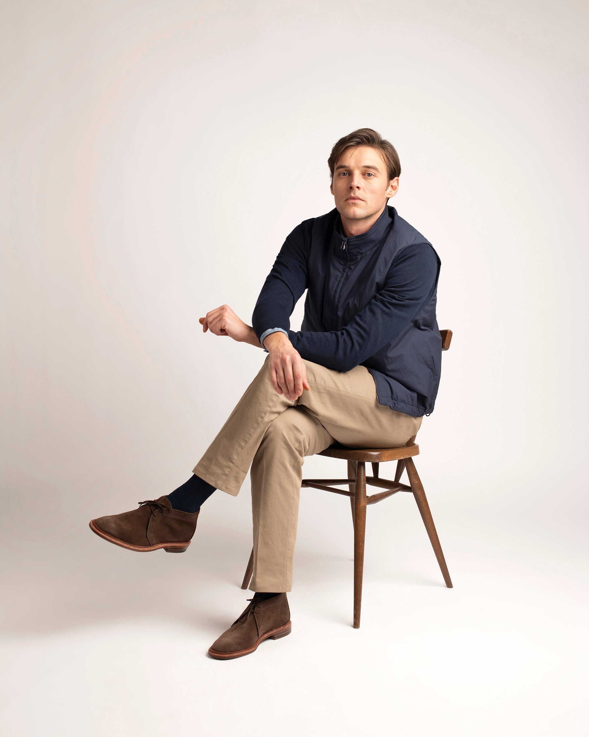 Trunk Palmer Flat Front Cotton Twill Trousers: Dark Beige