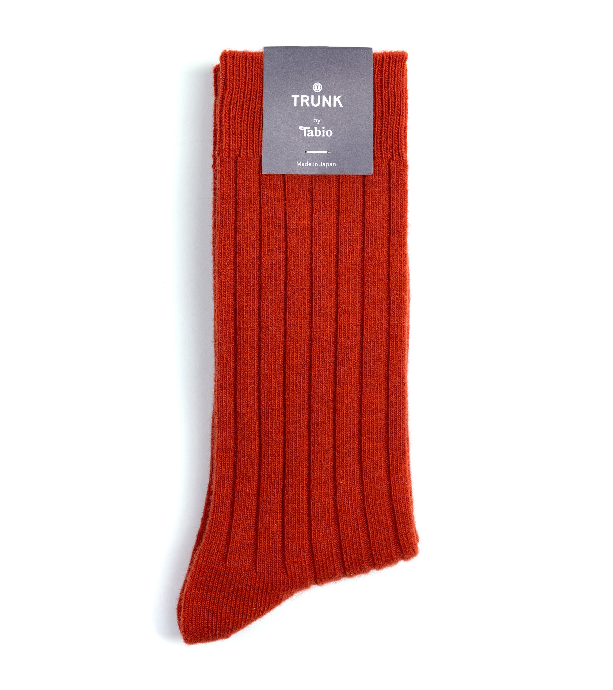 Tabio Merino Ribbed Socks: Burnt Orange