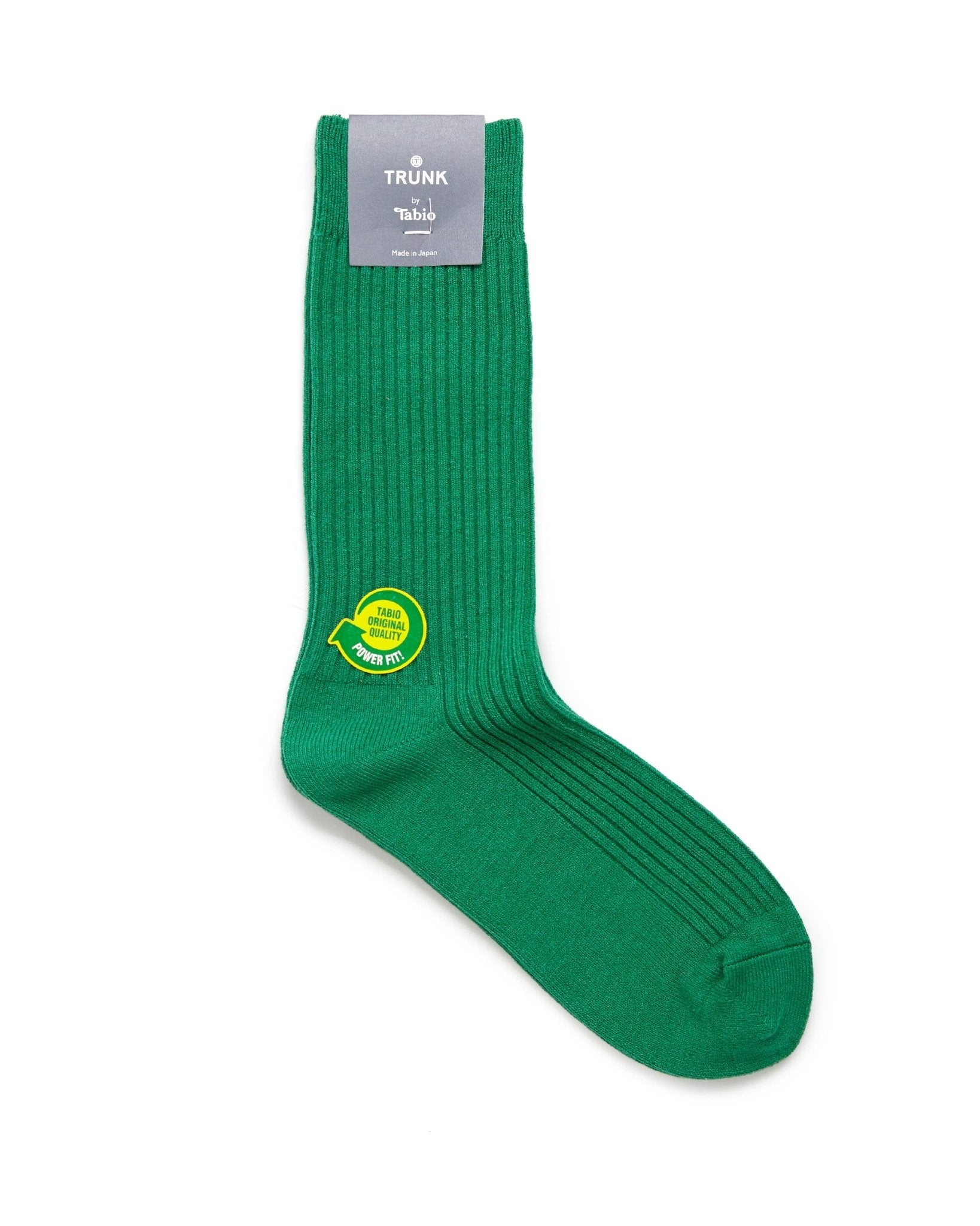 Tabio Power Fit Crew Socks: Kelly Green - Trunk Clothiers