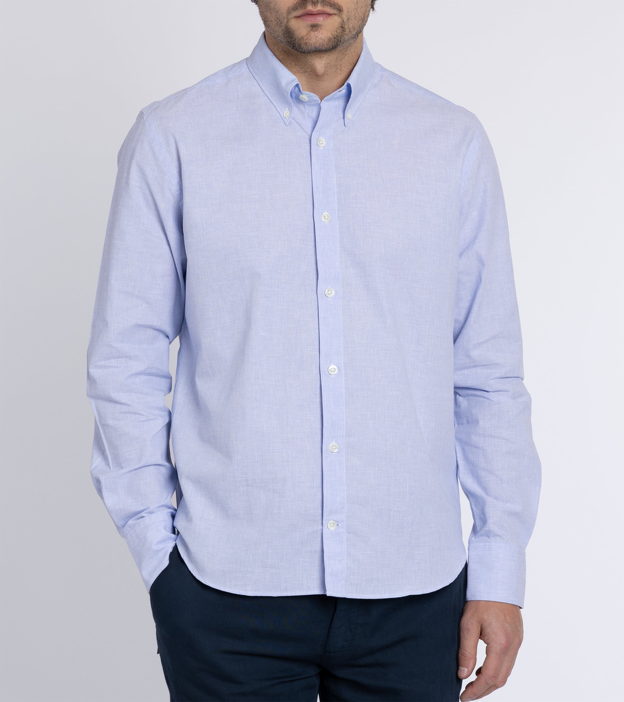 Trunk Eldon Cotton Linen Shirt: Light Blue