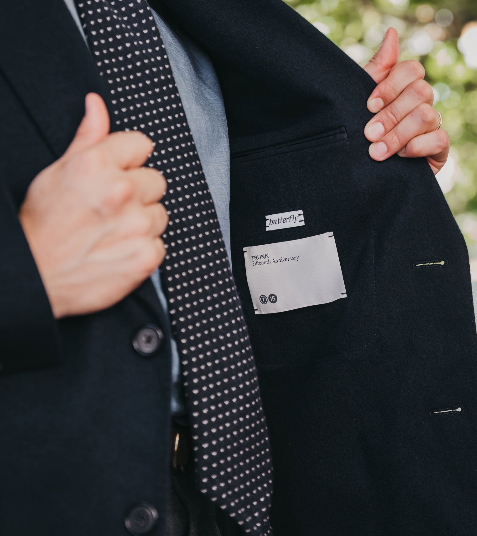 Caruso for Trunk Butterfly Fox Flannel Wool Cashmere Jacket: Navy